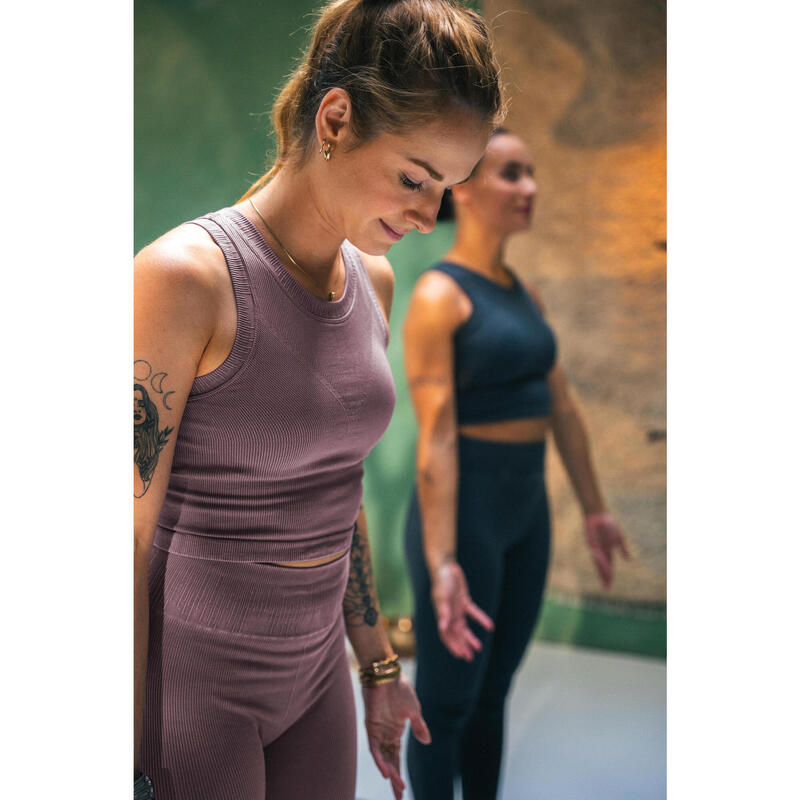 Colanți de yoga și pilates fără cusături elastici gri Damă 