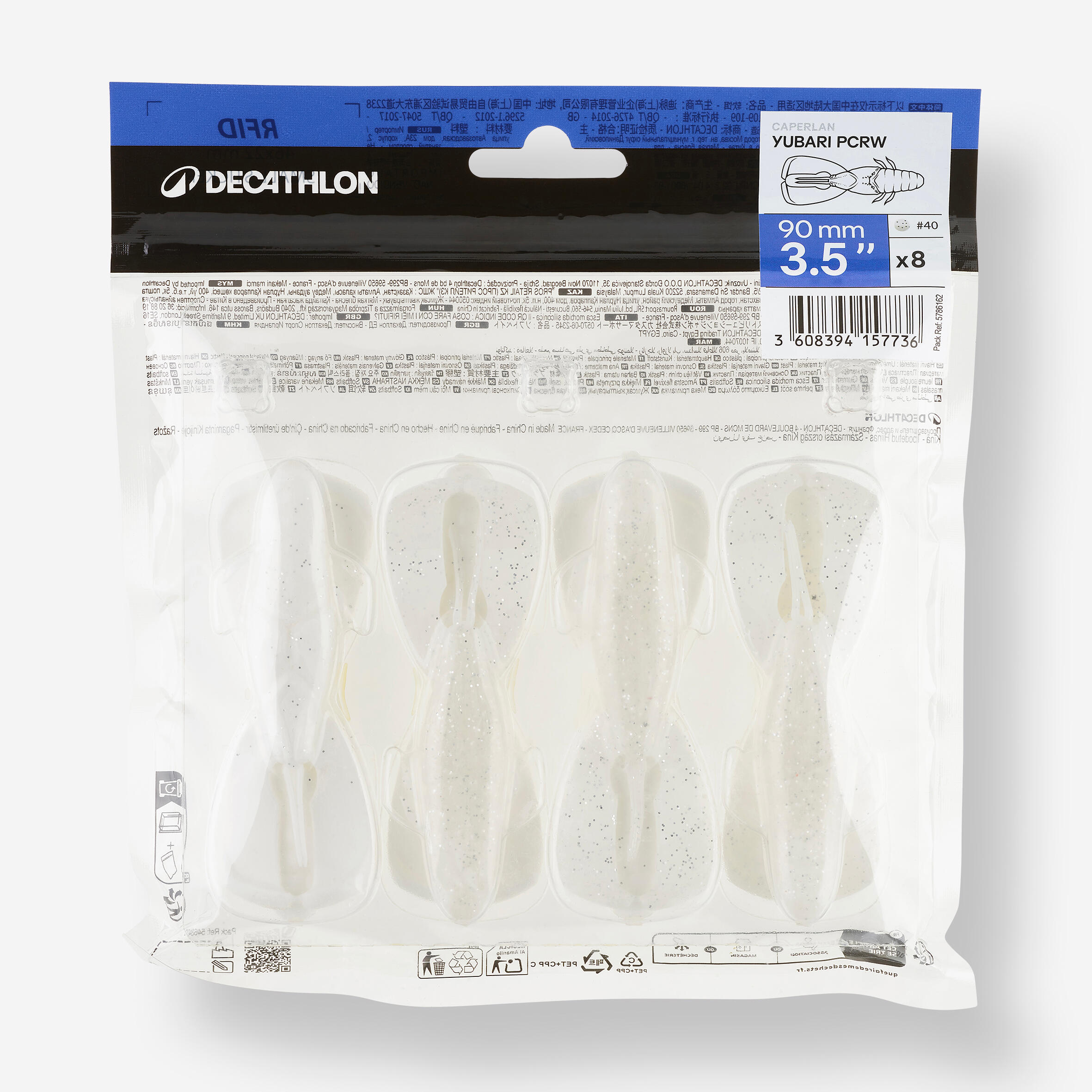 Leurre souple pêche  avec attractant YUBARI PCRW 3,5" WHITE PUNCHING CRAW 3/3
