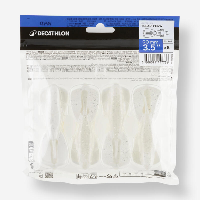 Nălucă flexibilă pescuit cu atractant YUBARI PCRW 3,5" WHITE PUNCHING CRAW