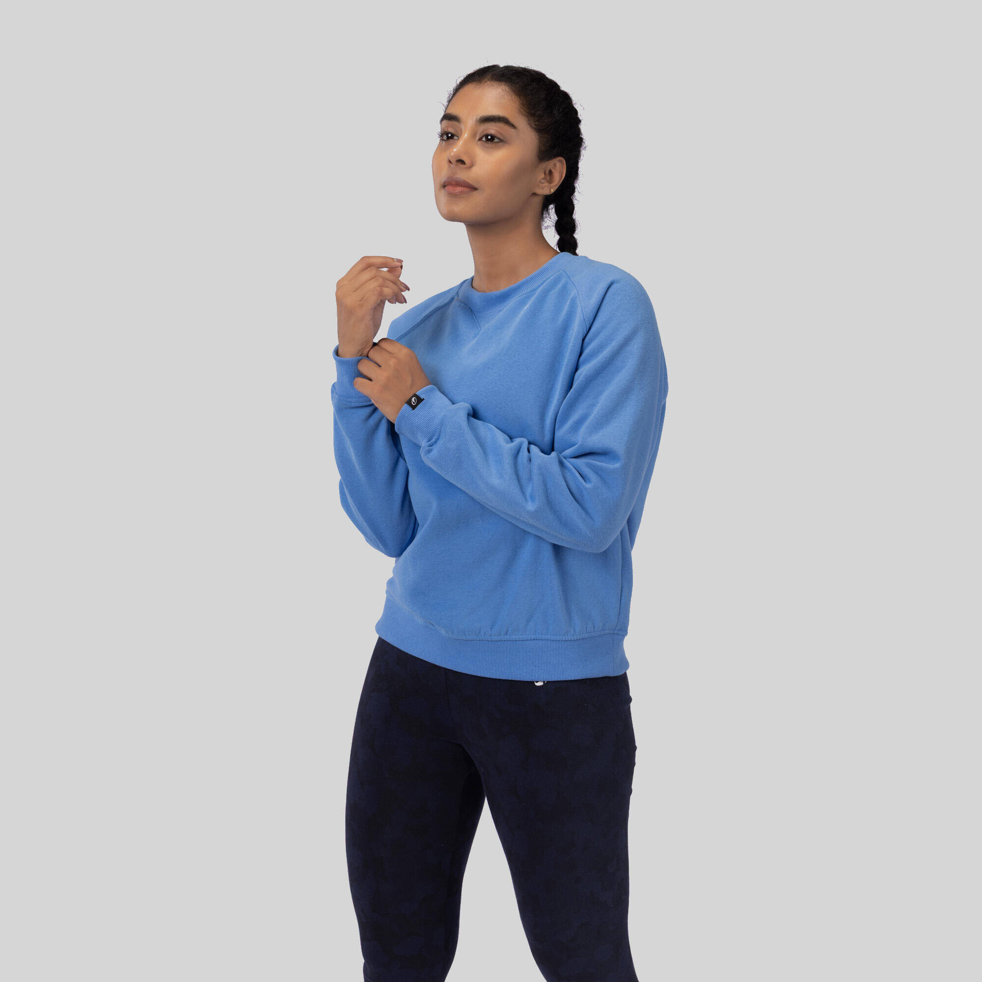 Women's Brushed Fleece Fitness Sweatshirt - Forget-Me-Not Blue -  4