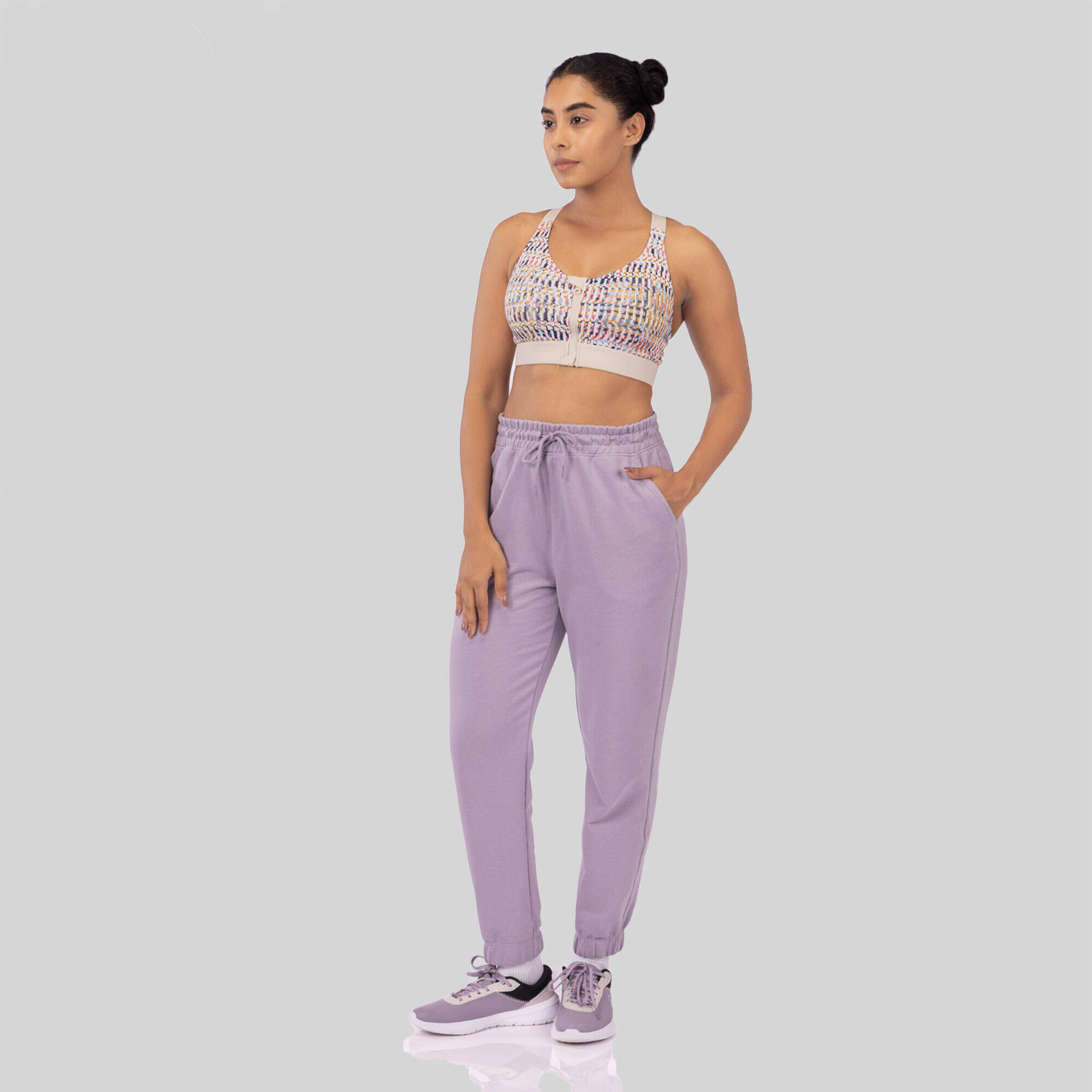 Women's Cotton Jogging Bottoms - Smoky Purple -  4