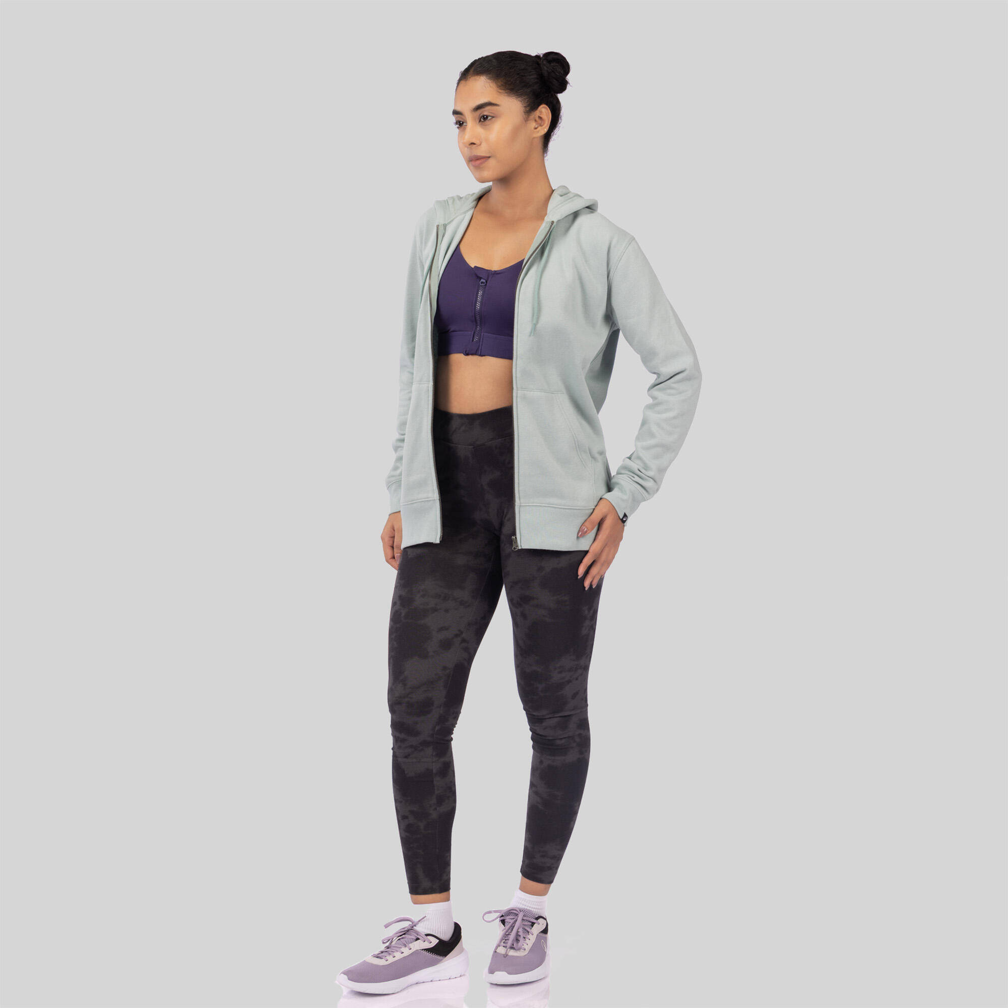 Women's Zip-Up Fitness Sweatshirt - Frosted Green -  3