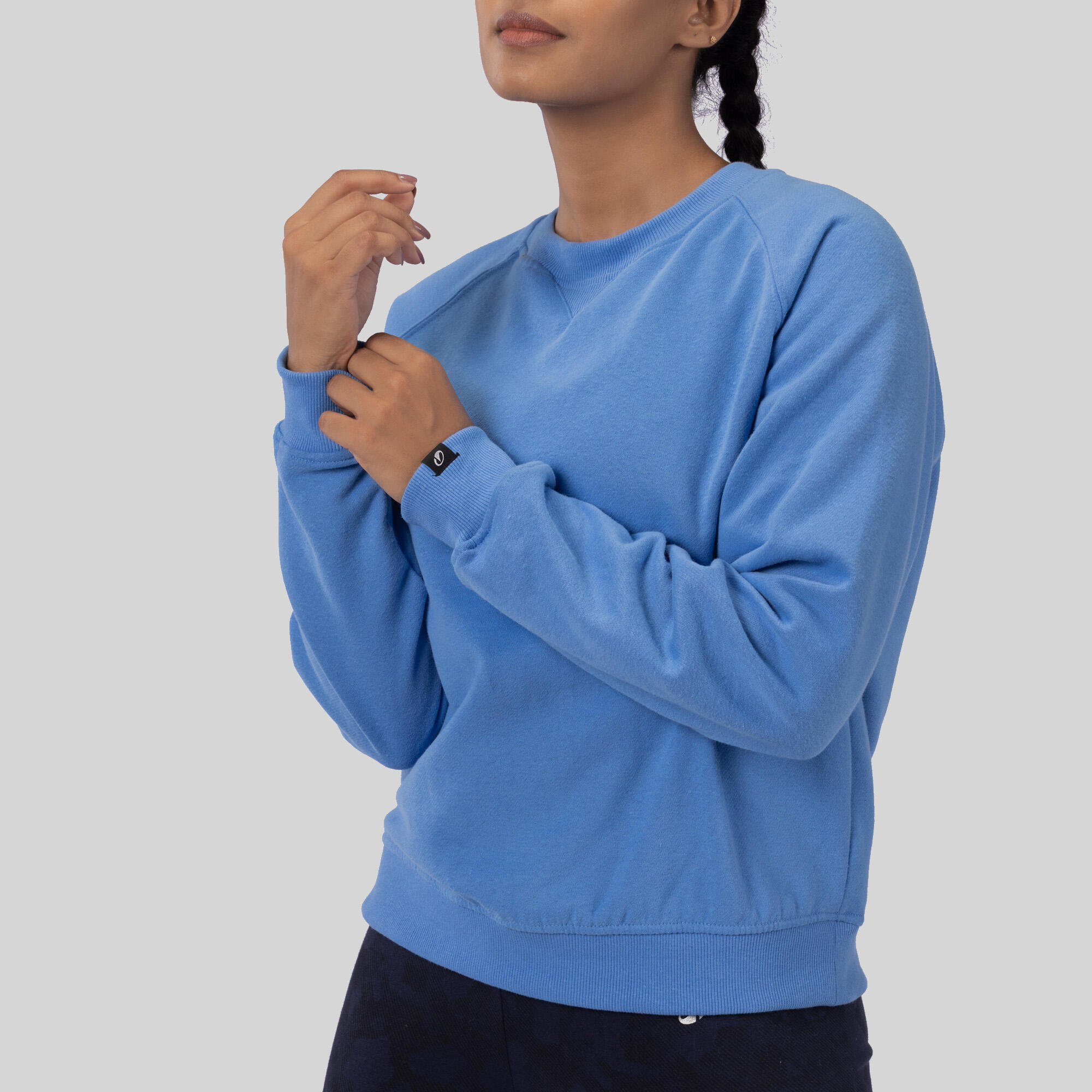 Women's Brushed Fleece Fitness Sweatshirt - Forget-Me-Not Blue