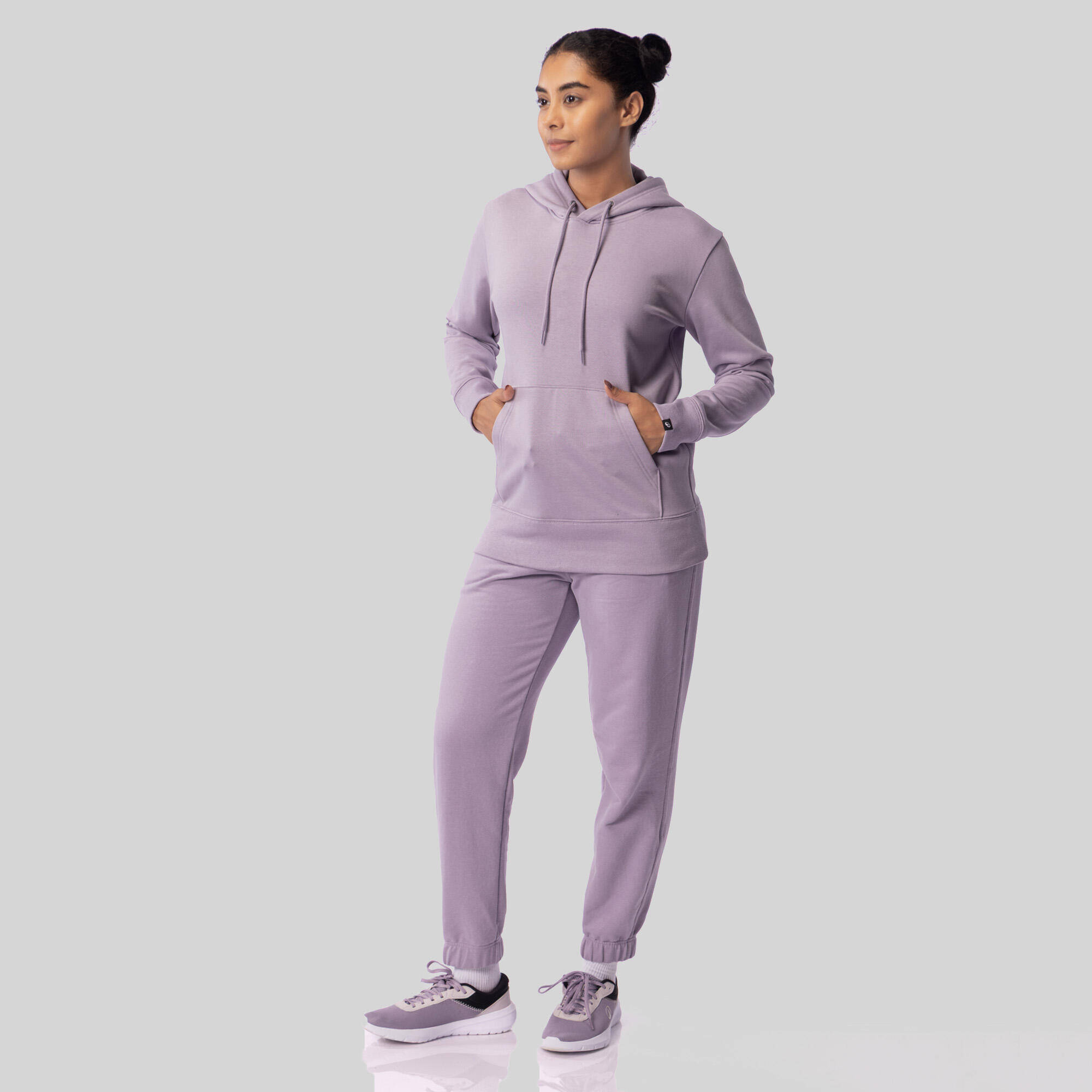 Women's Cotton Jogging Bottoms - Smoky Purple -  1