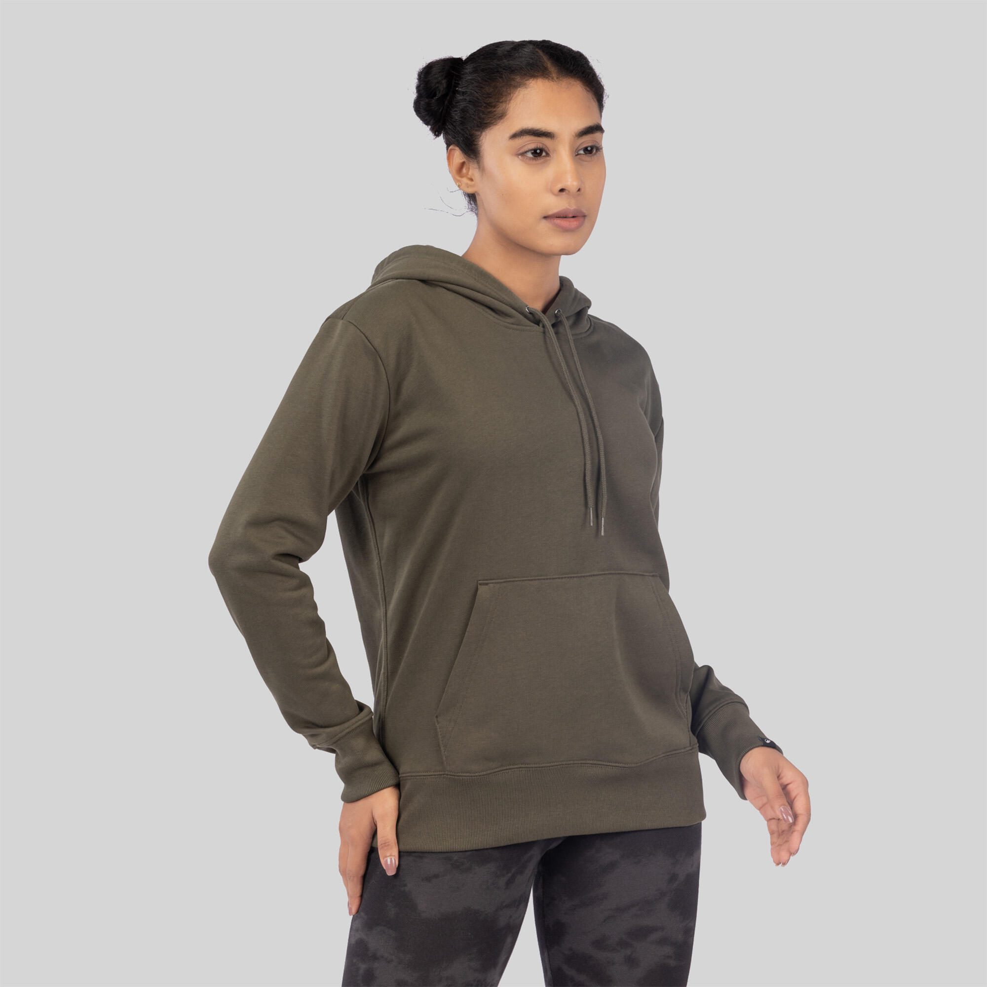Women's Cotton Hoodie - Khaki Green