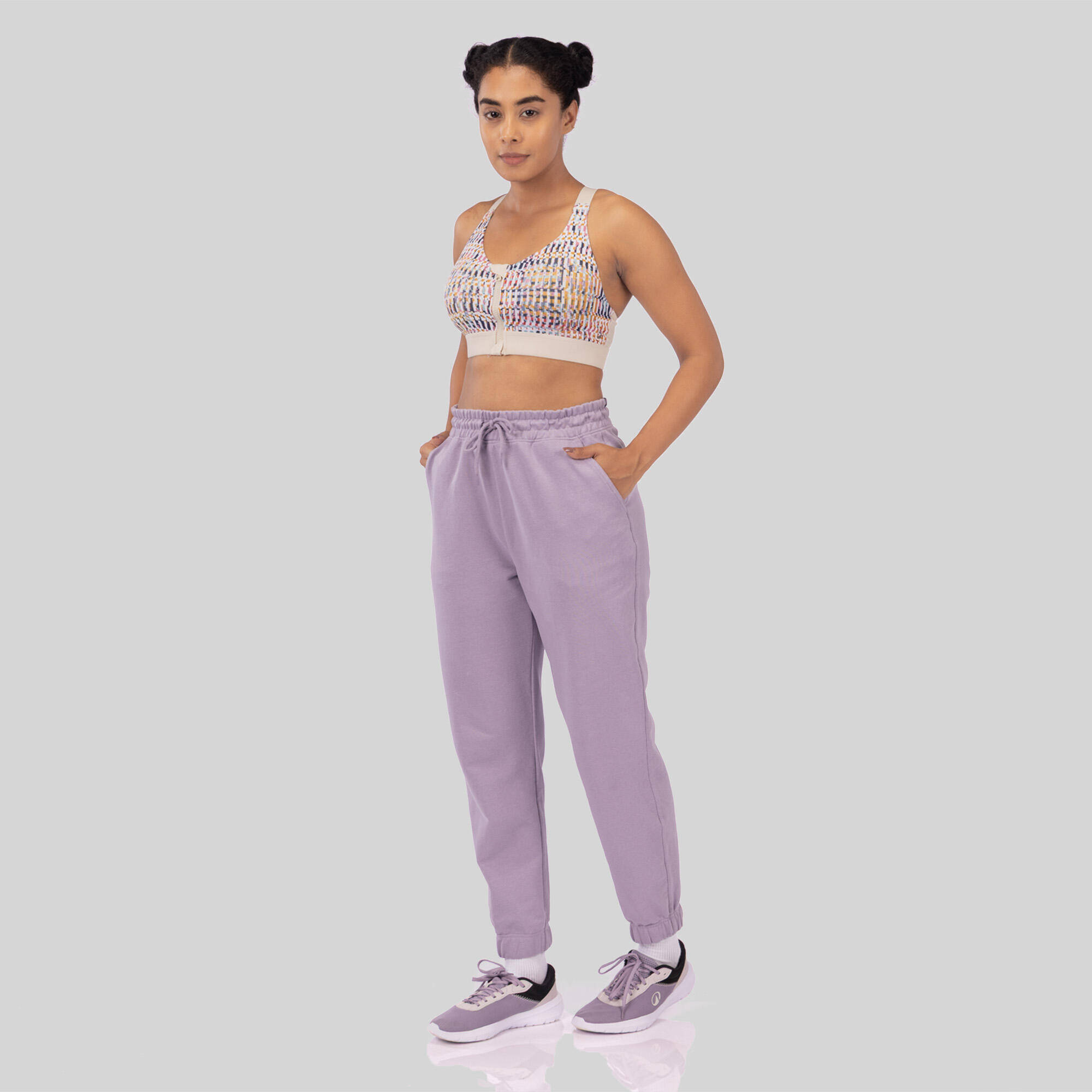 Women's Cotton Jogging Bottoms - Smoky Purple -  5