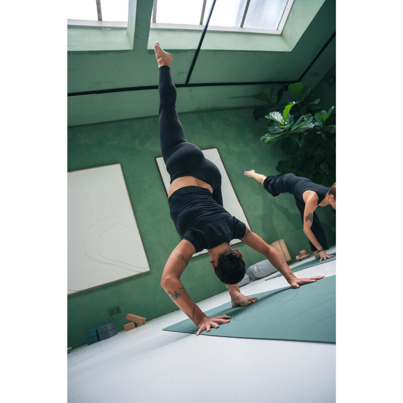 Tricou de yoga și pilates, elastic și moale, Breathe negru, damă