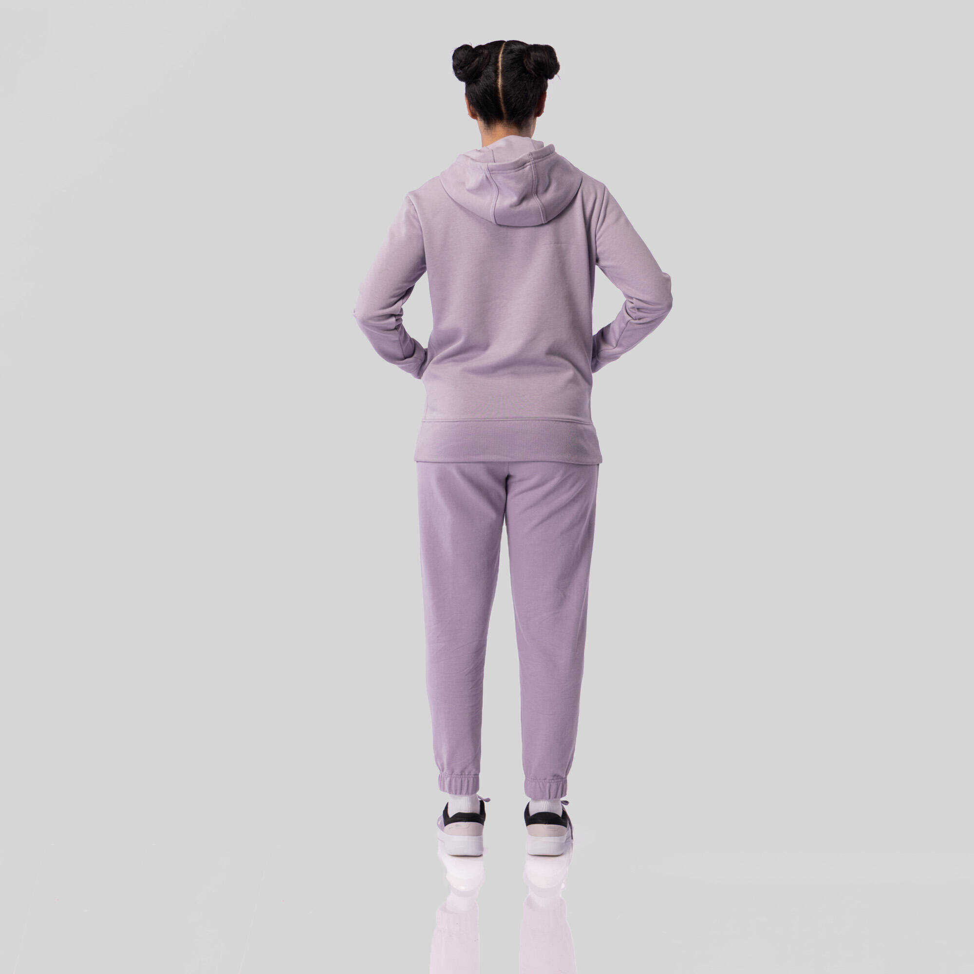 Women's Long Cotton Fitness Hoodie - Light Purple -  2
