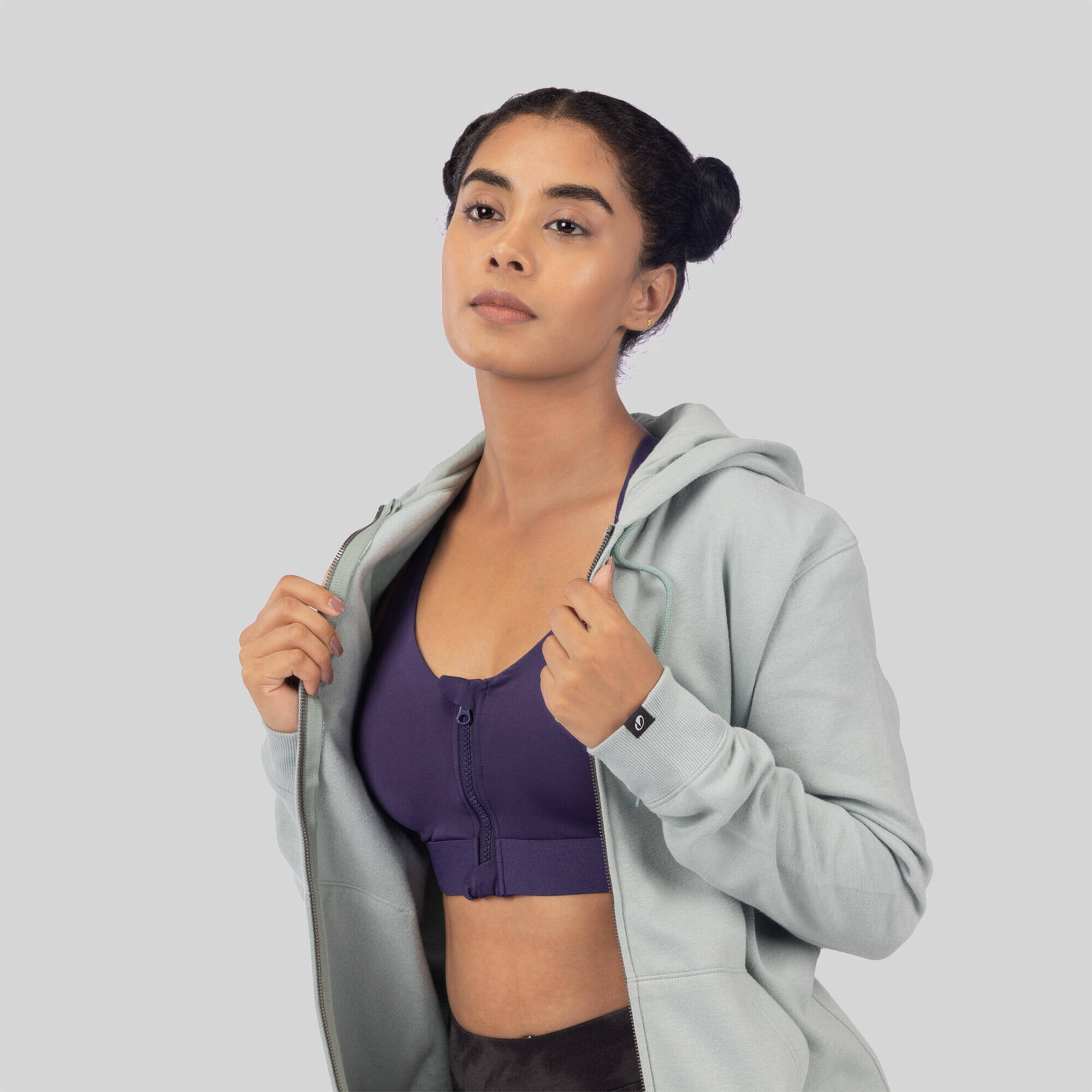 Women's Zip-Up Fitness Sweatshirt - Frosted Green -  5