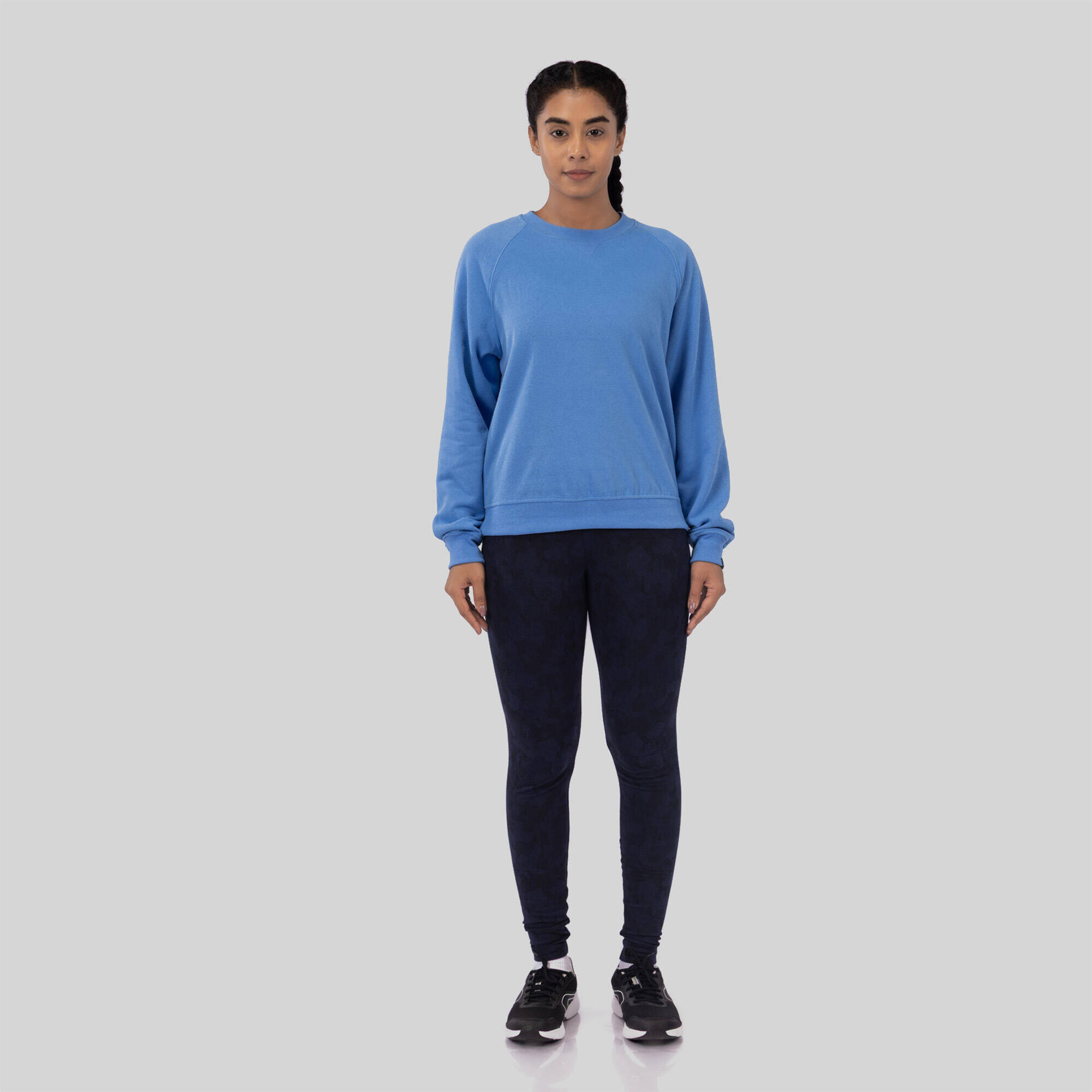 Women's Brushed Fleece Fitness Sweatshirt - Forget-Me-Not Blue -  1