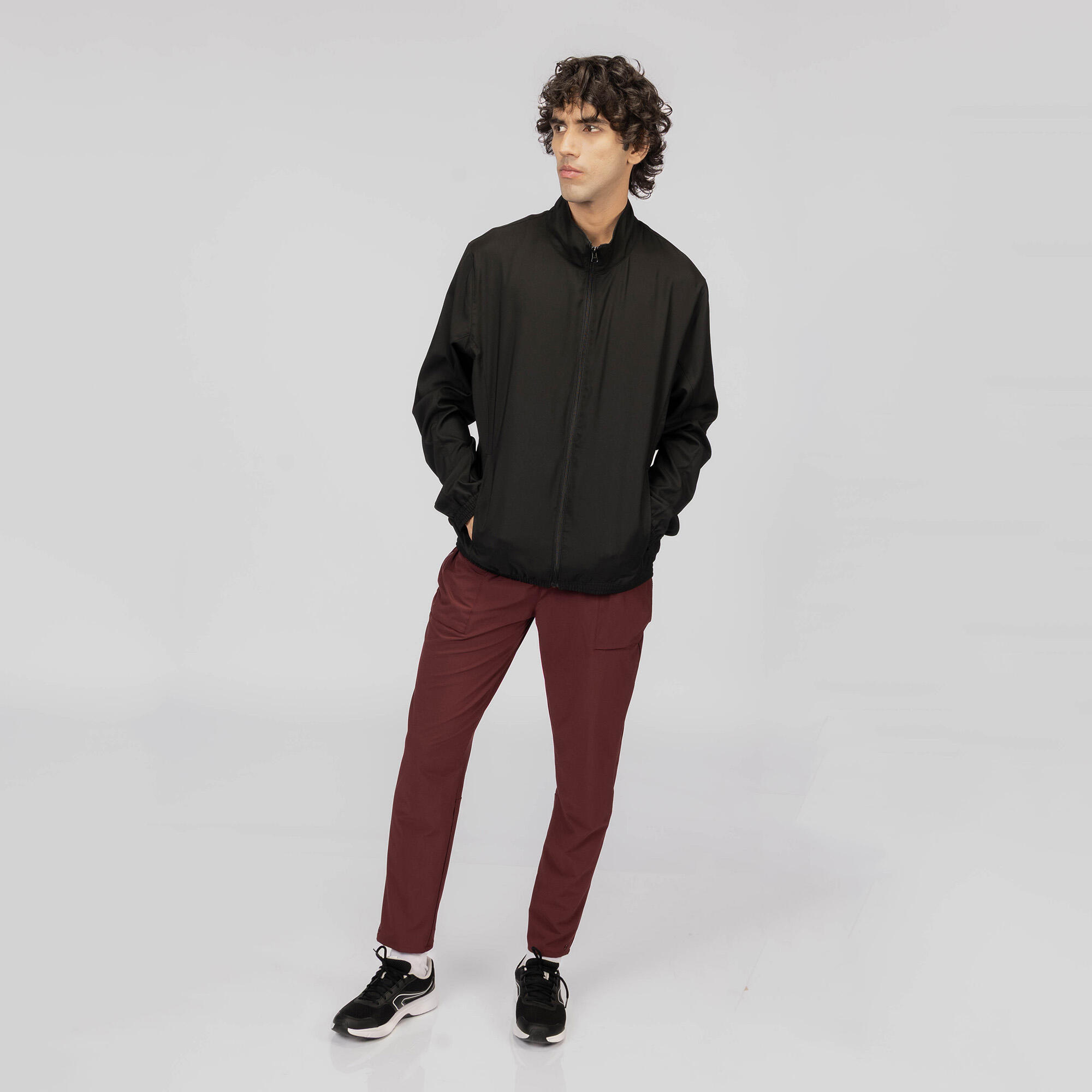 Men Gym Trackpant Convertible, Jog Fit, Quick Dry, Zip Pockets, 500 - Burgundy