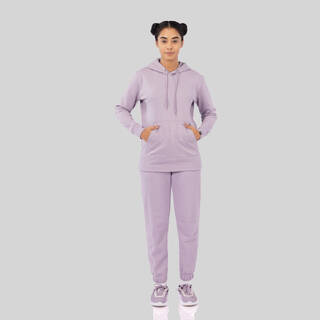Women's Long Cotton Fitness Hoodie - Light Purple