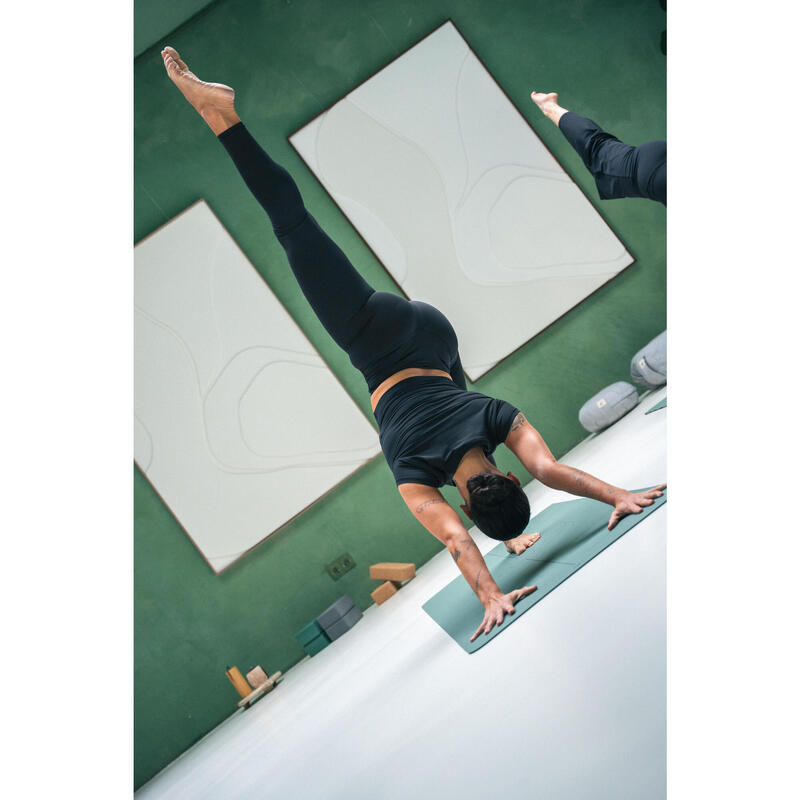 Tricou de yoga și pilates, elastic și moale, Breathe negru, damă