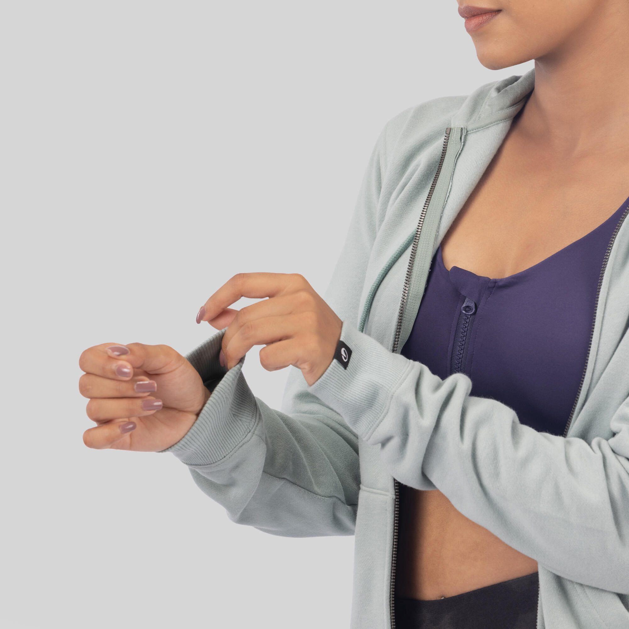 Women's Zip-Up Fitness Sweatshirt - Frosted Green