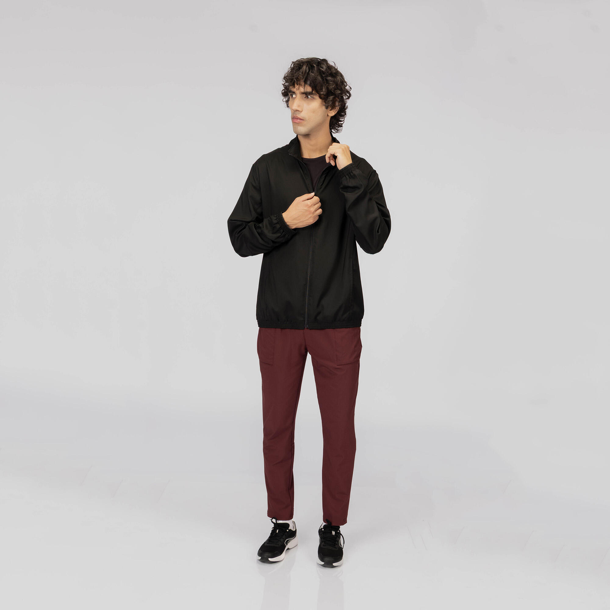 Men Gym Trackpant Convertible, Jog Fit, Quick Dry, Zip Pockets, 500 - Burgundy