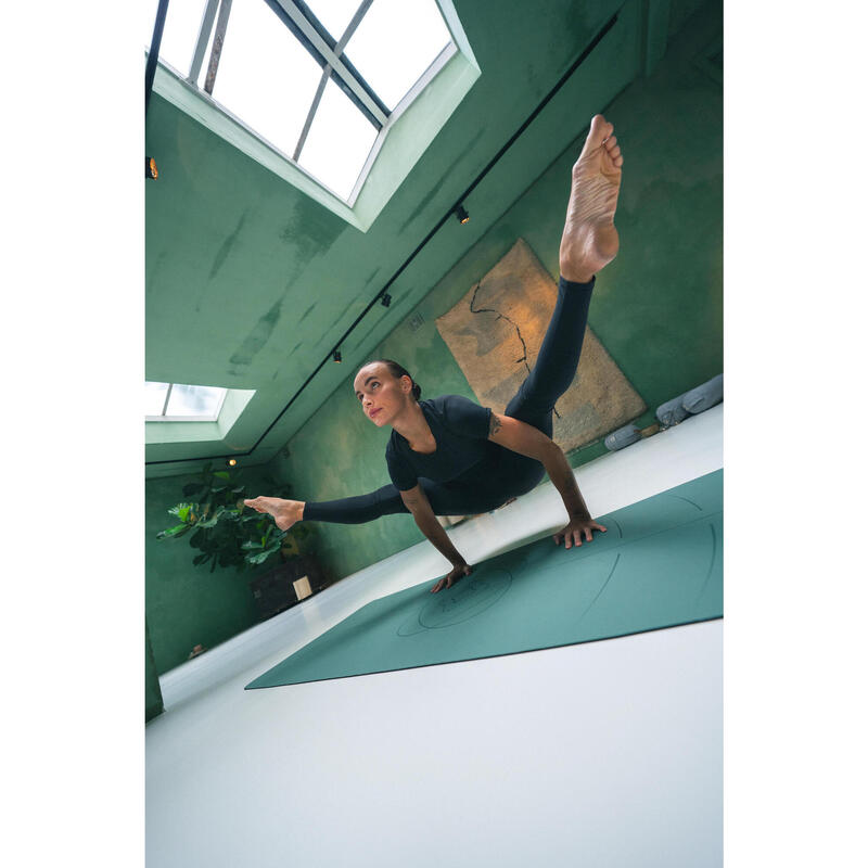 Tricou de yoga și pilates, elastic și moale, Breathe negru, damă
