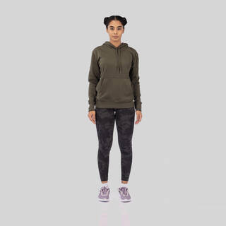 Women's Long Cotton Fitness Hoodie - Khaki Green