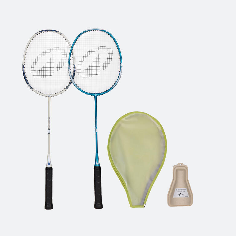 Adult beginner badminton racket BR 160 set in white and peacock