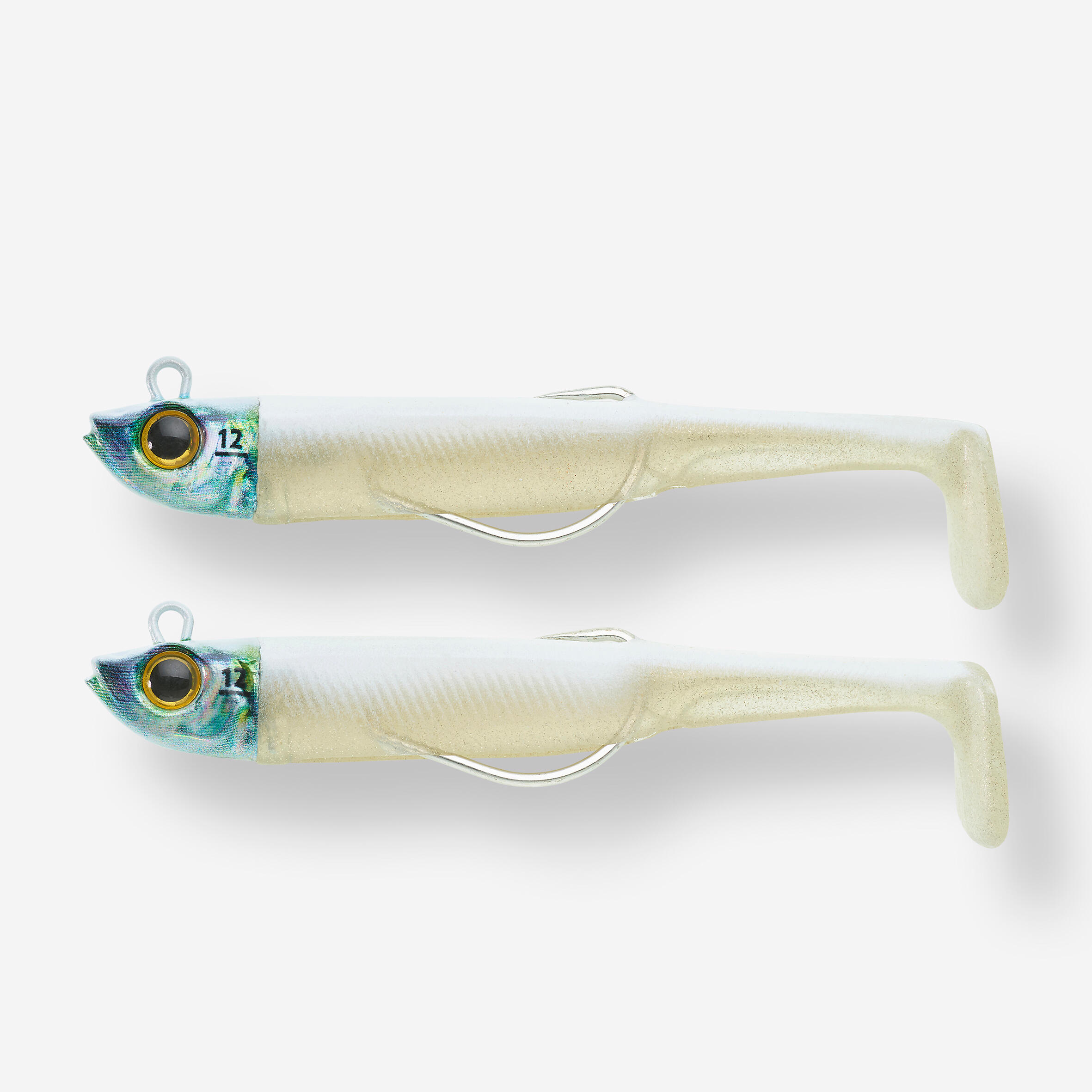 CAPERLAN Súprava mäkkých umelých nástrah texan na morský rybolov Ancho 90 12g biela 2 ks