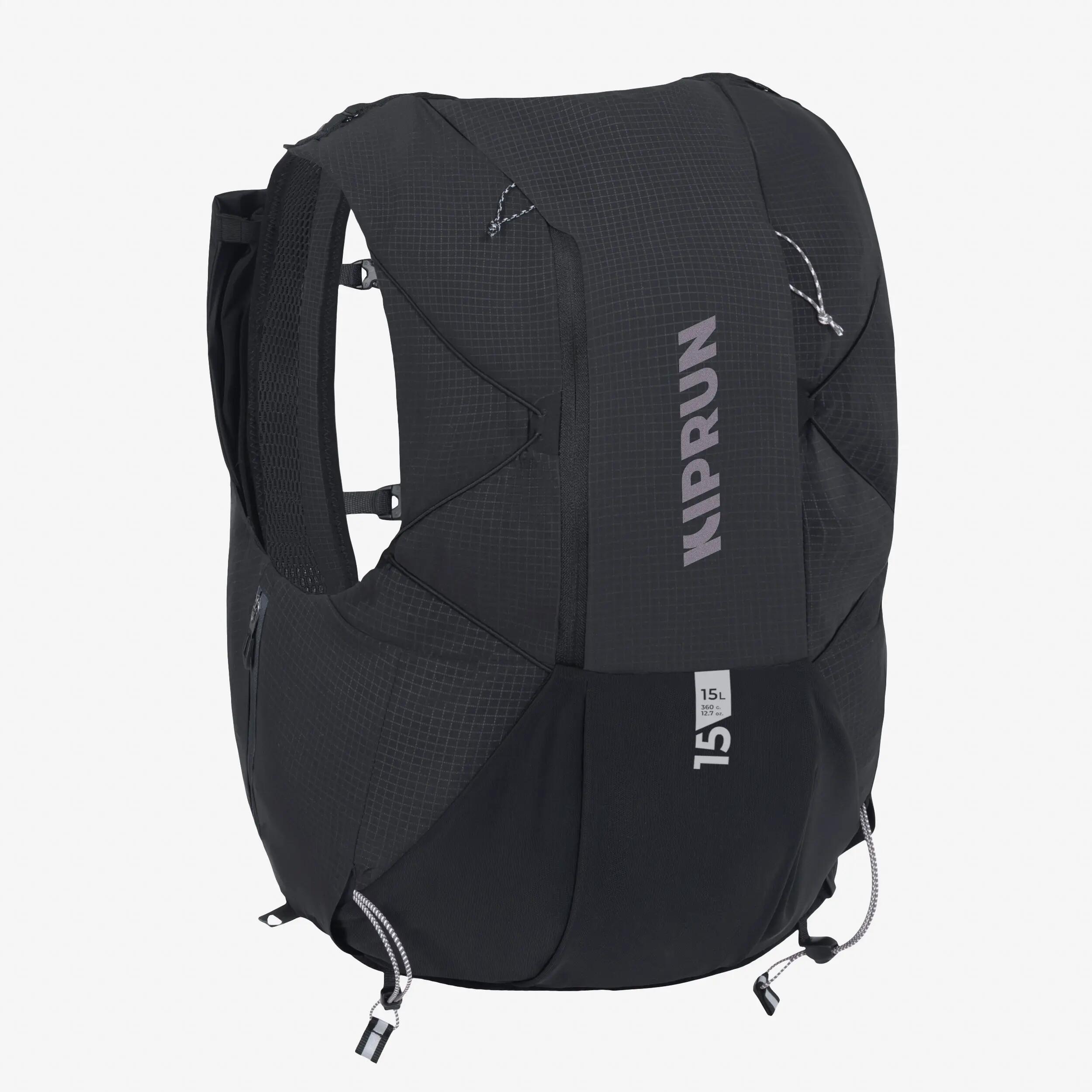 Rucsac trail și alergare unisex + rezervor de apă 2L inclus - KIPRUN 900 15L GRI 12/18