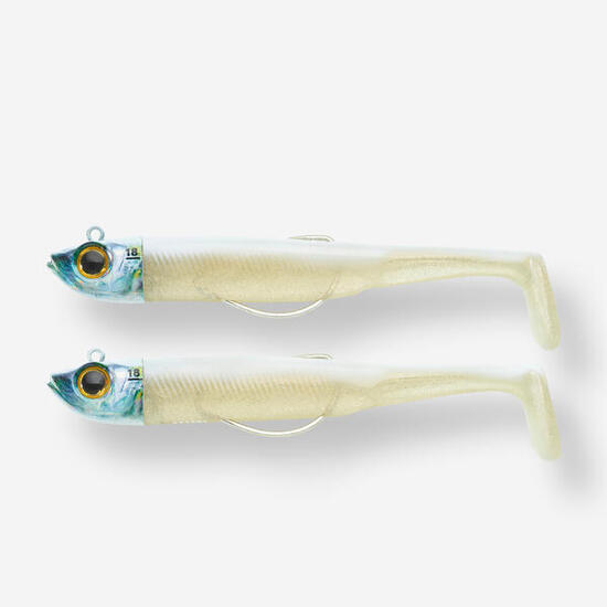 Combo leurres souples shad texan COMBO ANCHO 120 18GR BLANC x2 pêche en mer