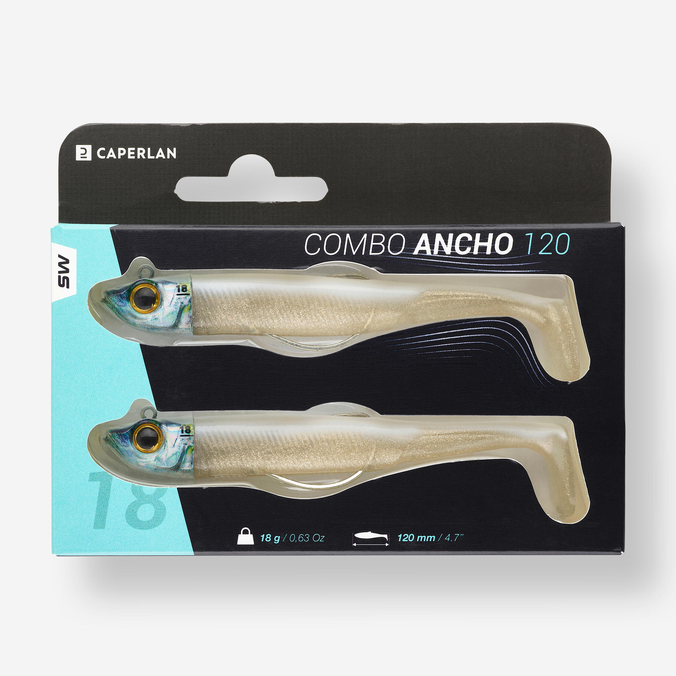 Conj. Amostras Flexíveis para Pesca no Mar Texan COMBO ANCHO 120 18 g BRANCO x2 6/6