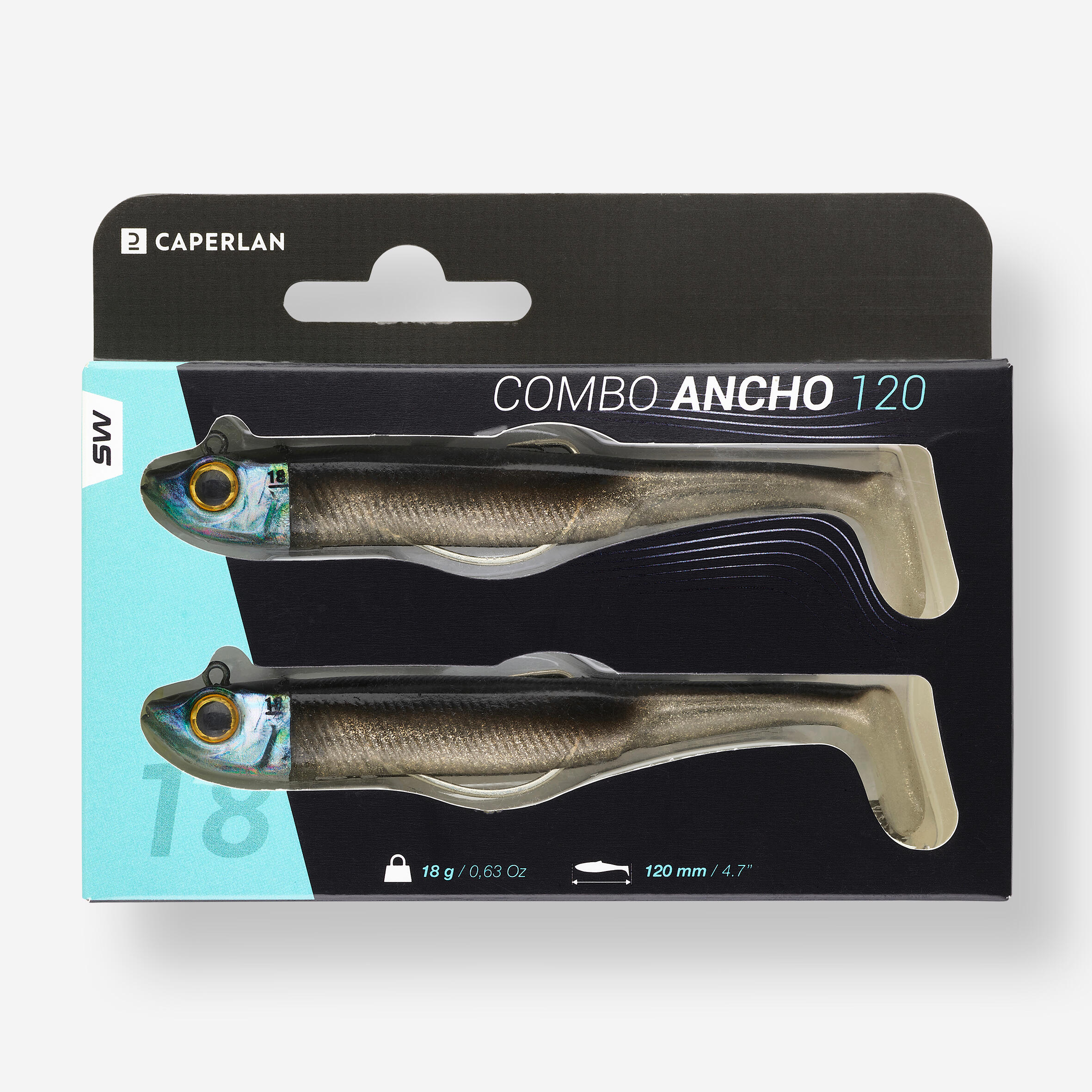Kit Gummiköder Texas Shad Ancho 120 18 g schwarzer Rücken Meeresangeln 6/6