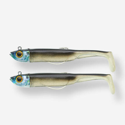 Combo leurres souples shad texan ancho 120 30g dos noir/dos blanc pêche en mer