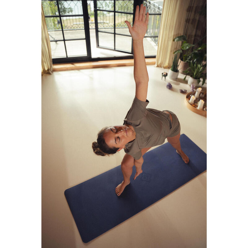 Șort de yoga bumbac moale, talie înaltă, Maro, Damă