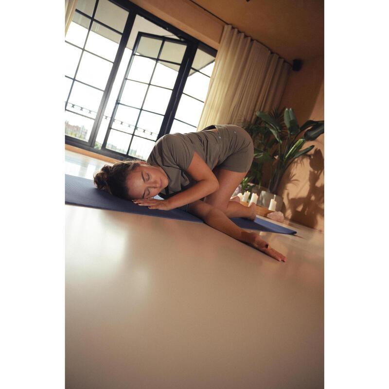 Șort de yoga bumbac moale, talie înaltă, Maro, Damă