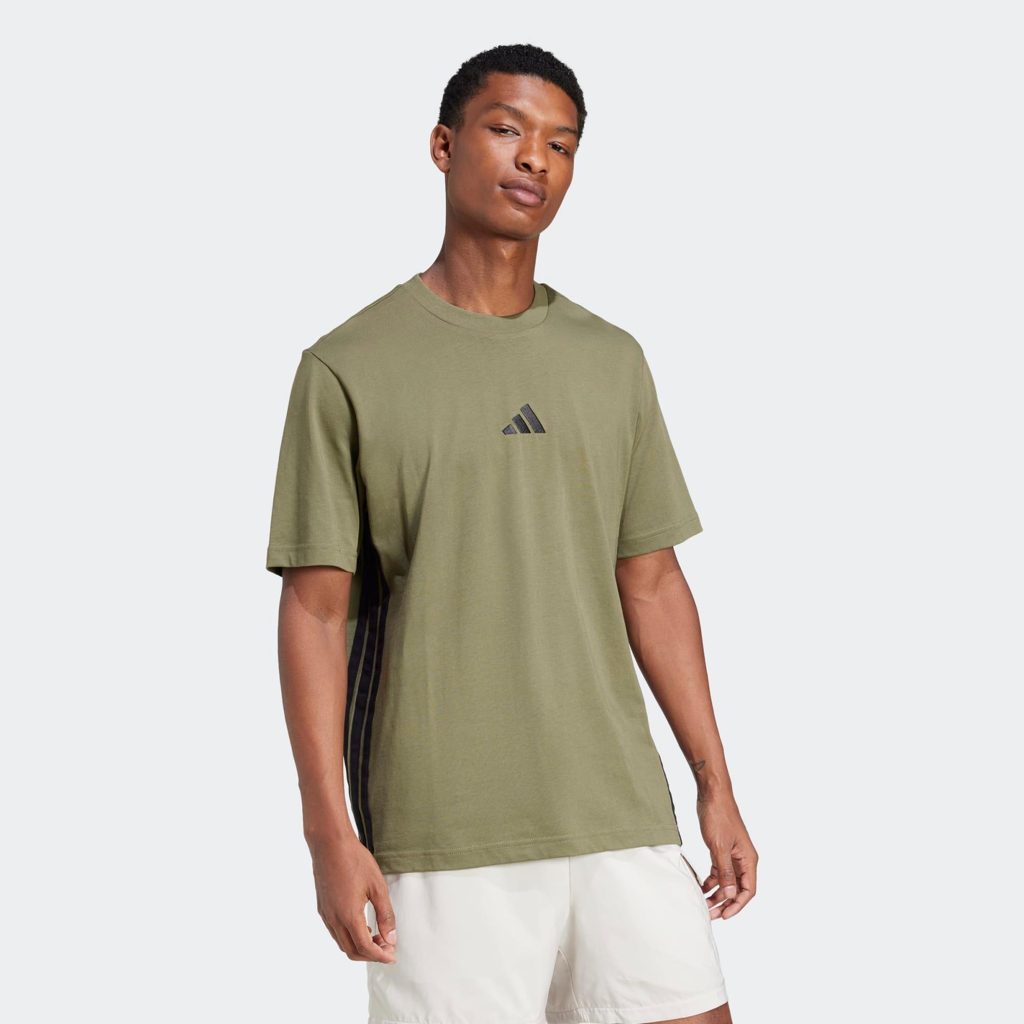 T-shirt ADIDAS uomo palestra regular fit cotone verde militare 4/5