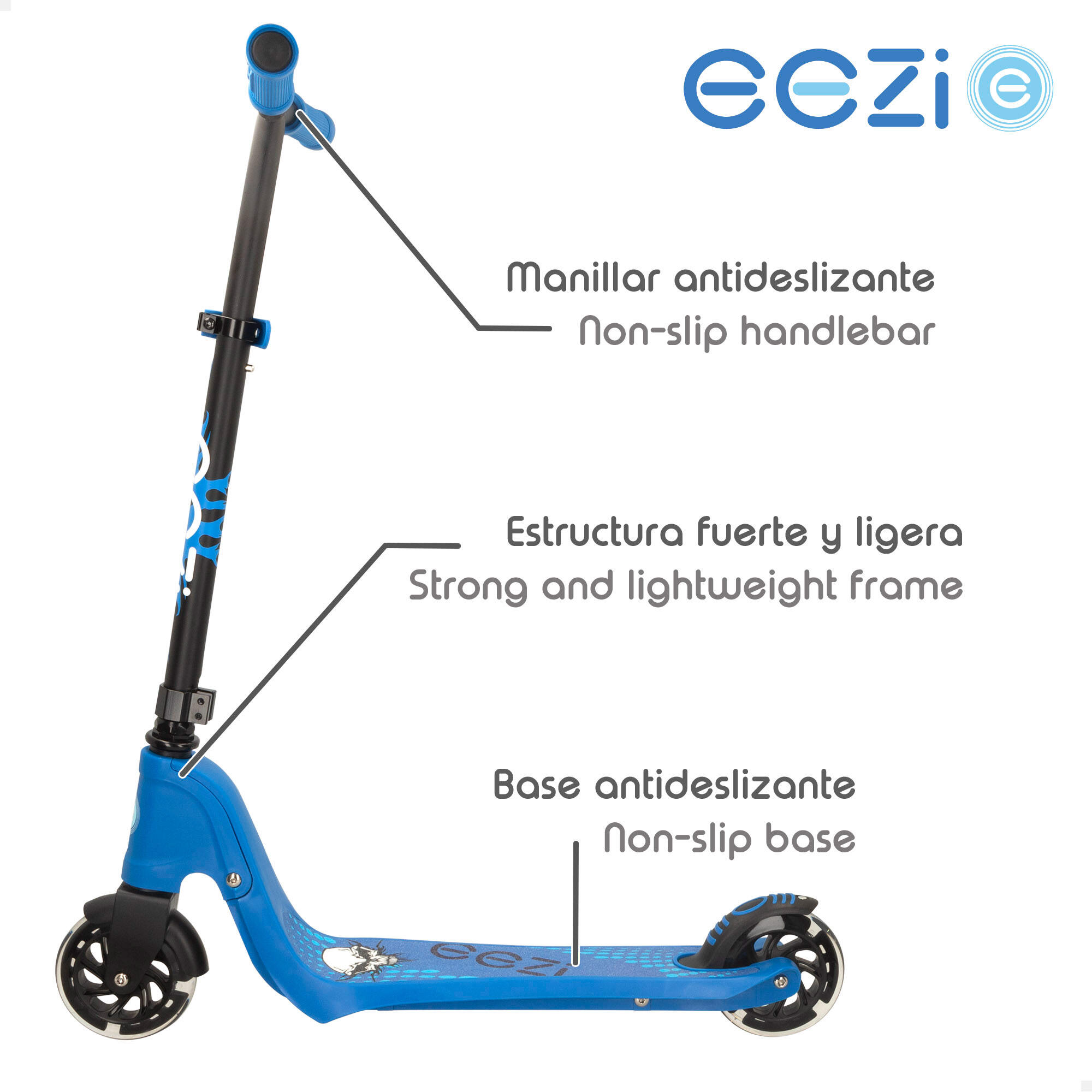 Patinet per a nen 2 rodes amb llums blau EEZI - CD 2/4