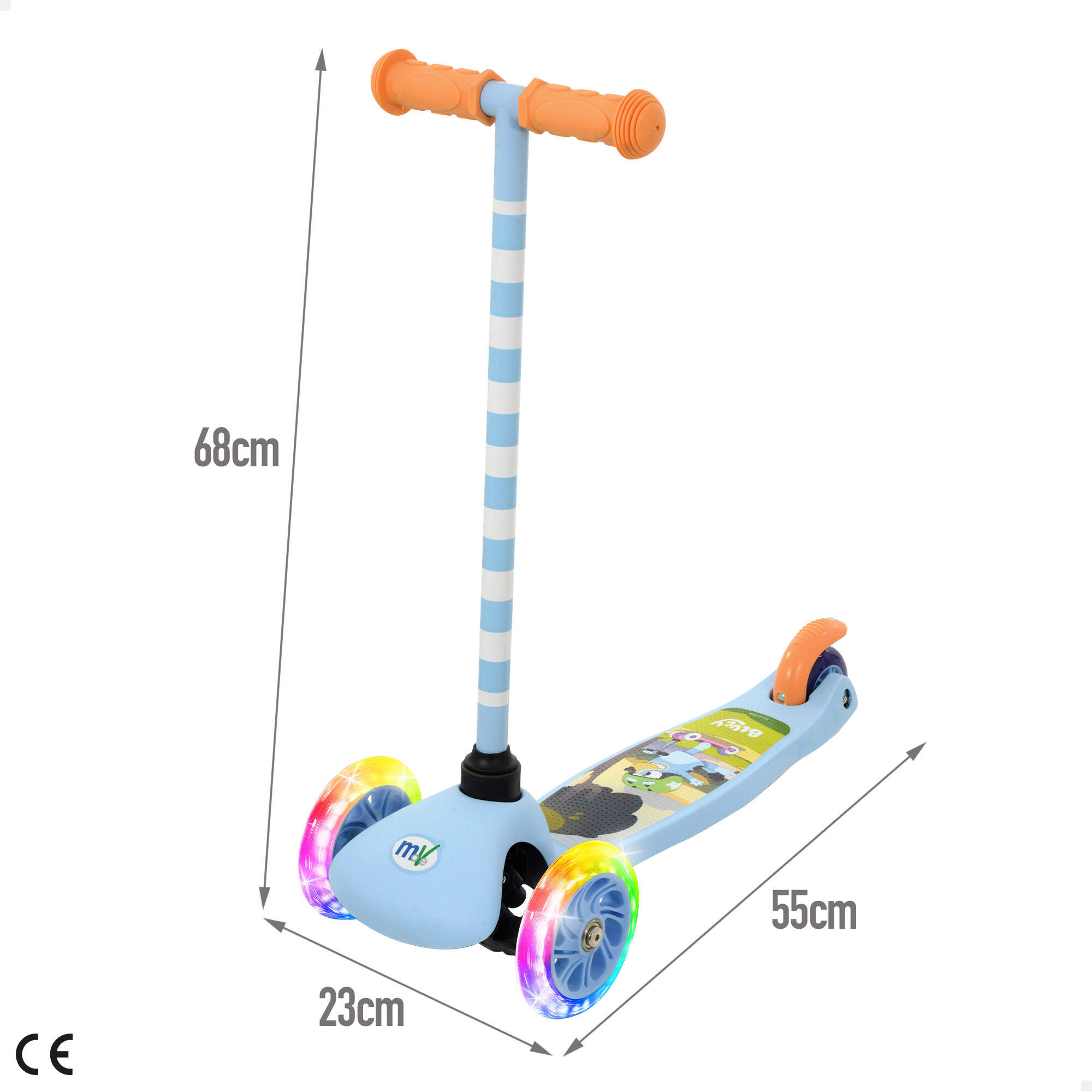 Patinete Bluey de Niña 3 ruedas 55x23x68 cm máx. 20 kg con luces y freno - CD 2/4