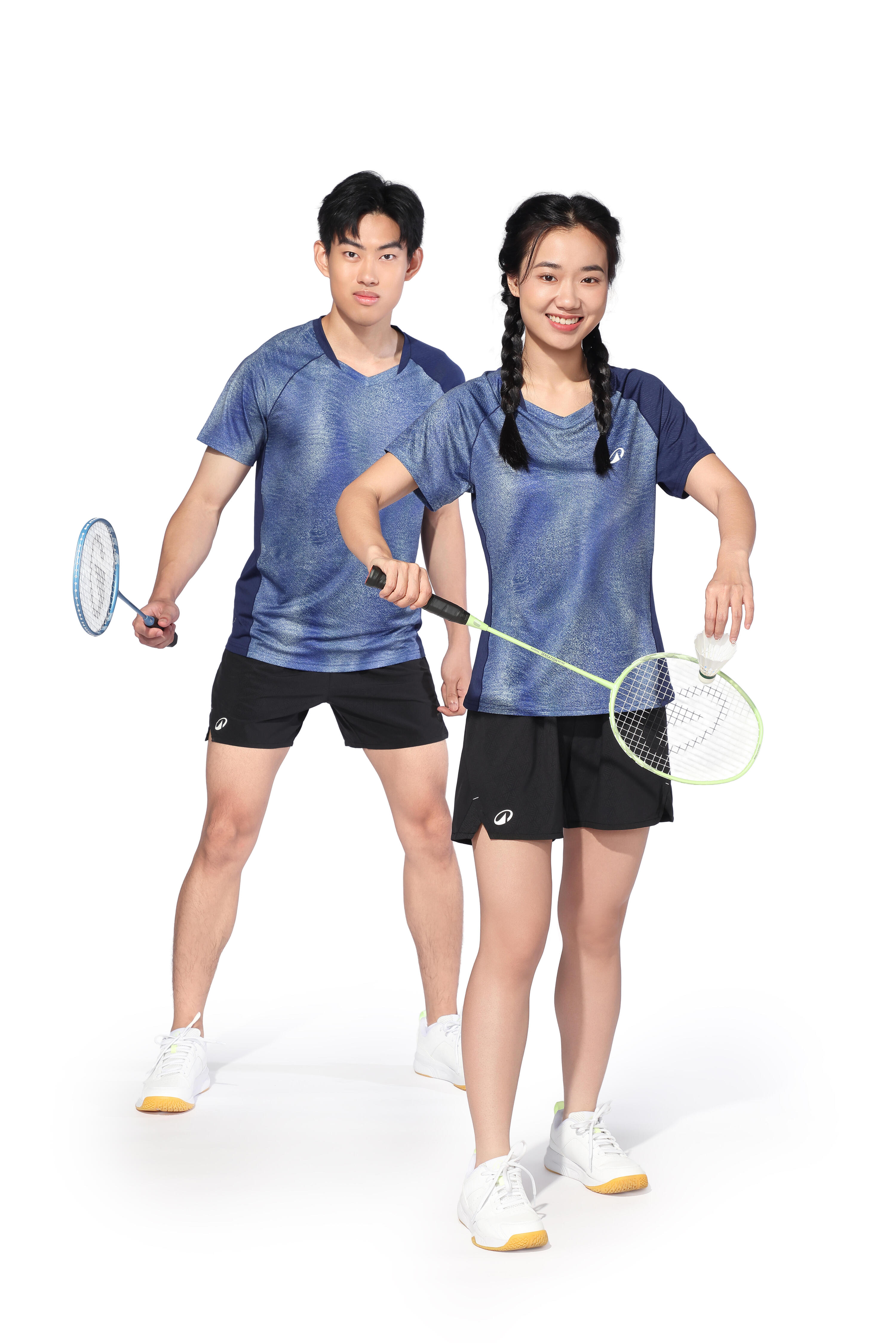 Lot de Raquettes de Badminton Adulte BR 190 Partner - Bleu/Citron Vert 10/14