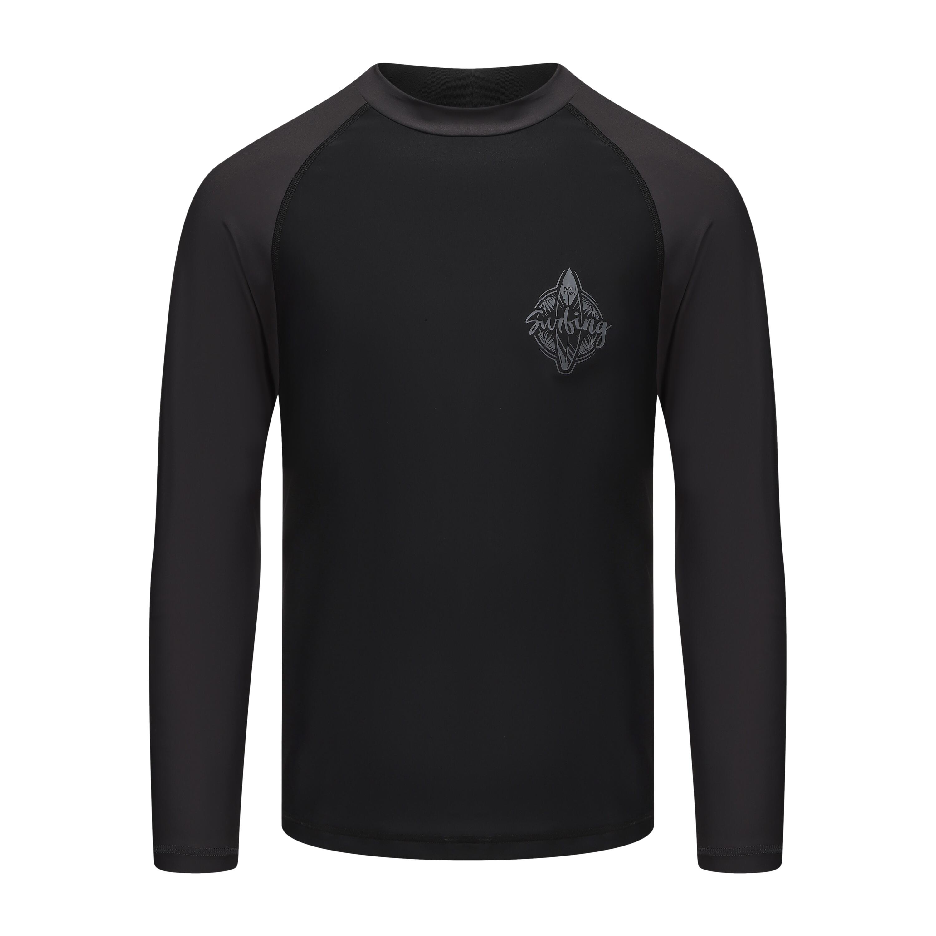 Olaian Men's Slim Fit UV Surf Top 100 Long Sleeve - Carbon Grey