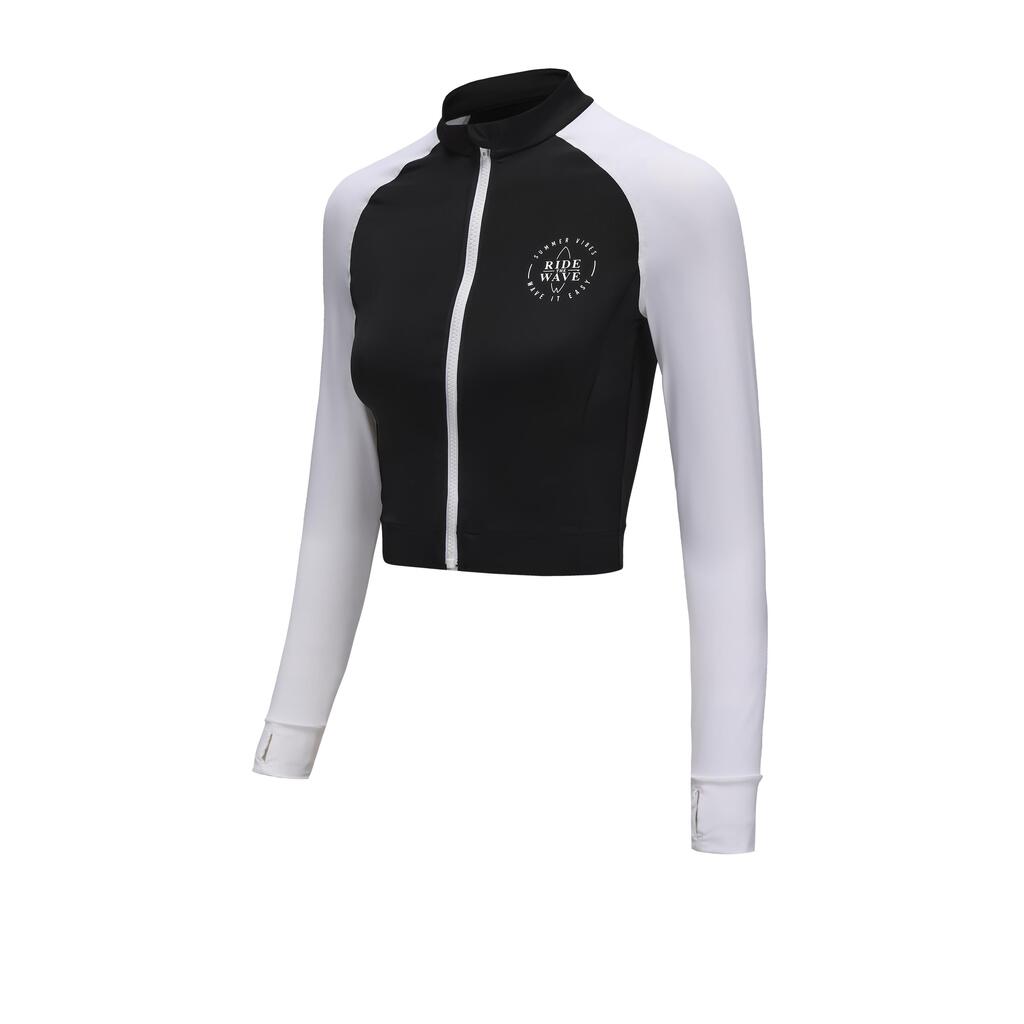 Top surf zippé UV femme cool feeling NOIR/BLANC