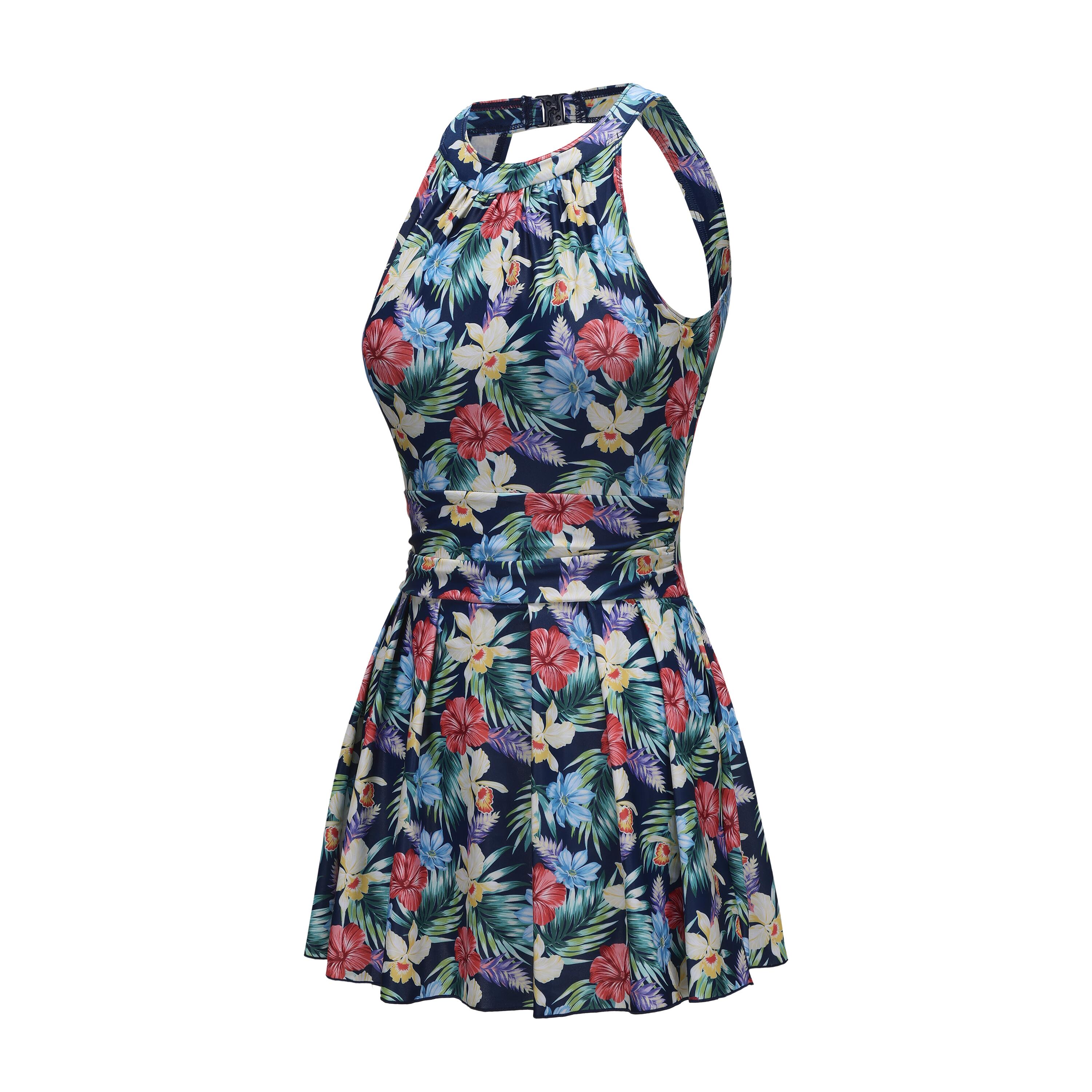Olaian Women's Amber 1-Piece Skirt Swimsuit - Tropic Navy