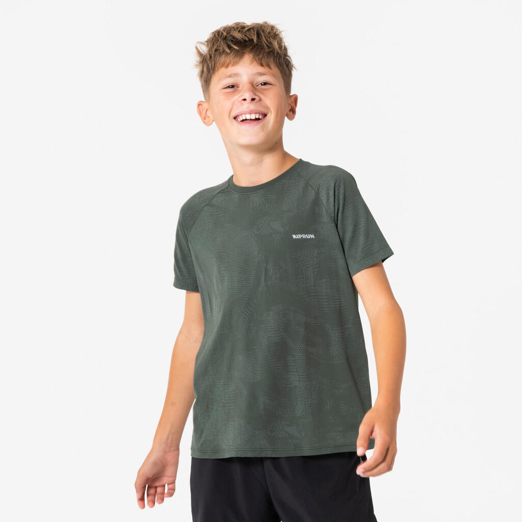 Kids KIPRUN TS LIGHT 900 seamless running T-shirt - khaki