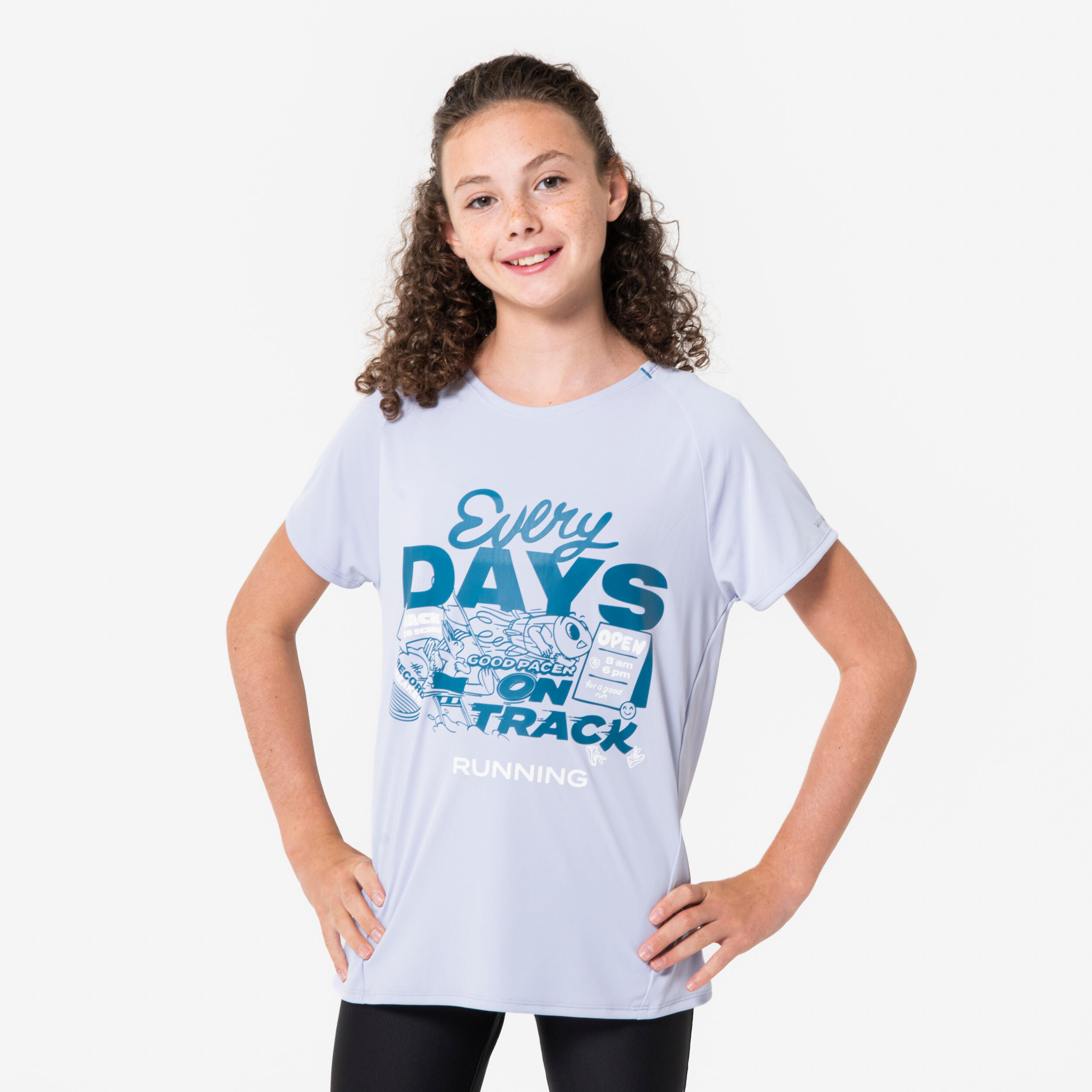 Tricou de alergare respirant KIPRUN Dry+ 500 Mov Fete