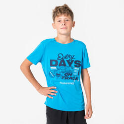 T-shirt de running respirant Enfant - KIPRUN Dry+ 500 marine gris