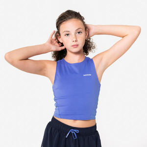 Camiseta sin mangas Crop Top running transpirable Niña, Kiprun Violeta