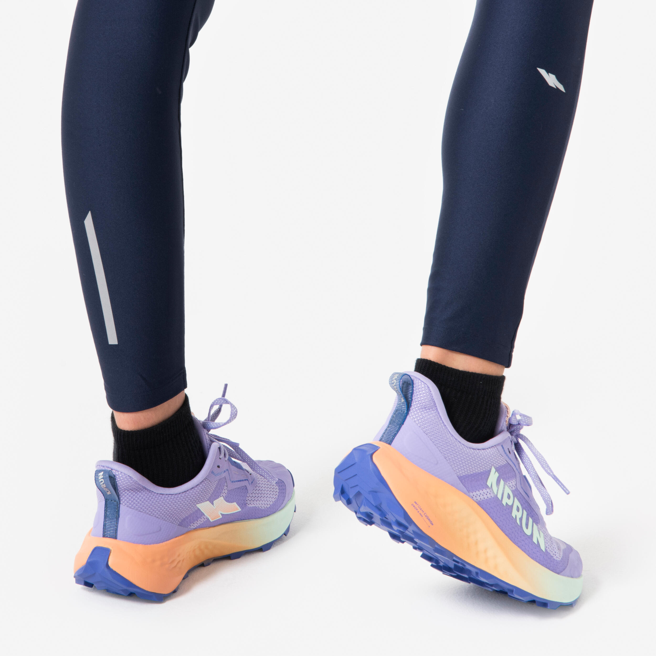 CALÇAS JUSTAS DE CORRIDA RESPIRÁEL CRIANÇA - KIPRUN DRY AZUL MARINHO 7/14