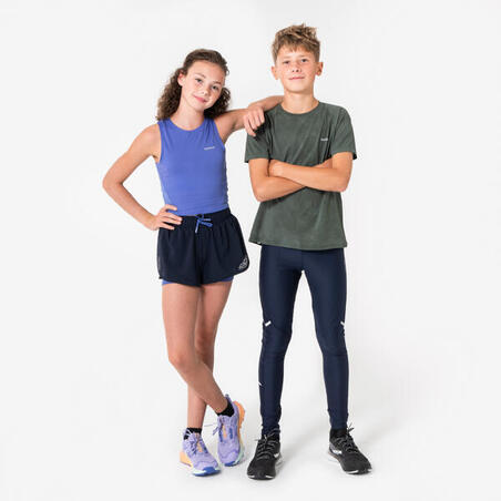 Шорти Dry + 900 для бігу для дівчат 2-в-1 чорні/фіолетові