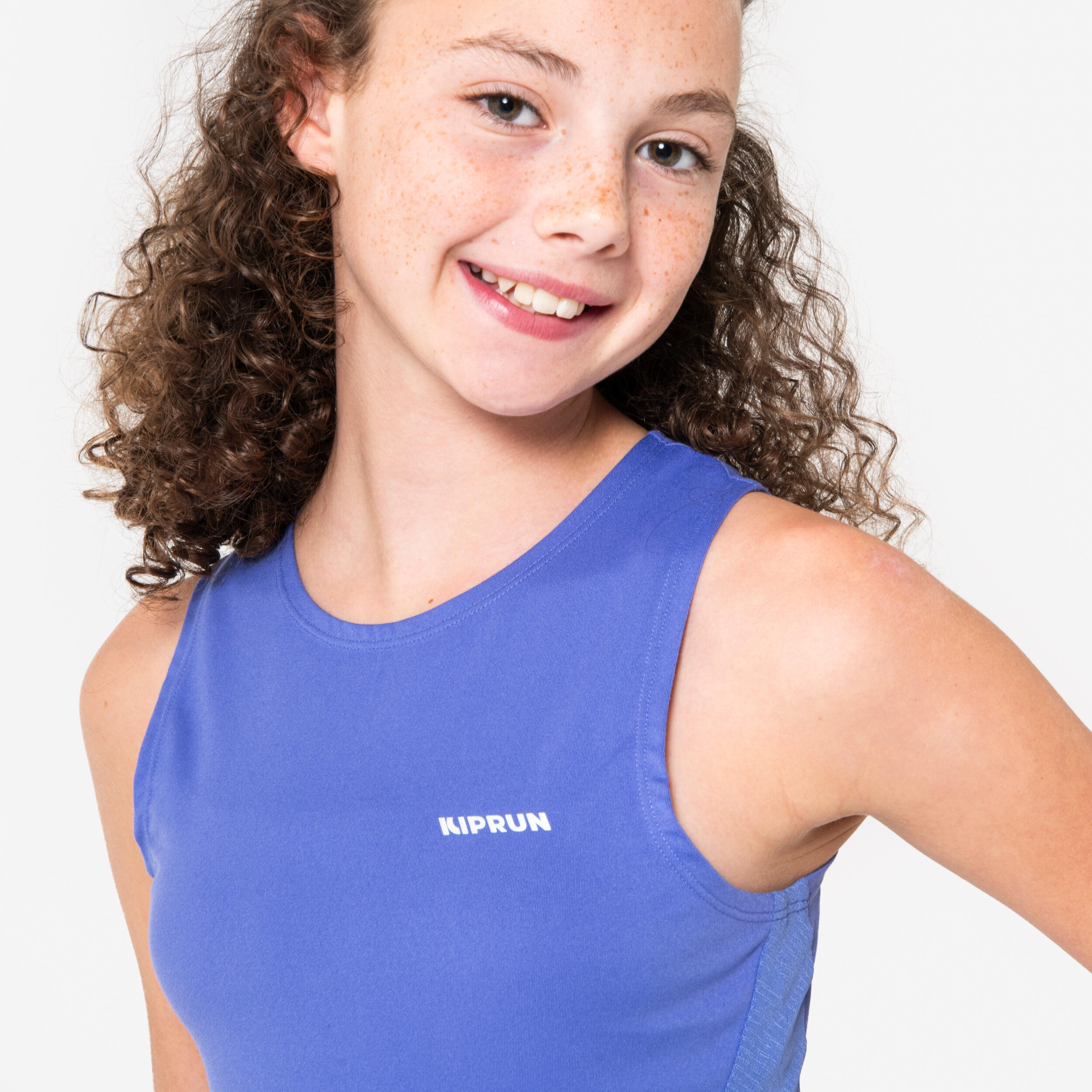 KIPRUN Dievčenský bežecký crop top 900 fialový 8-9 r (131-140 cm) · záber 5