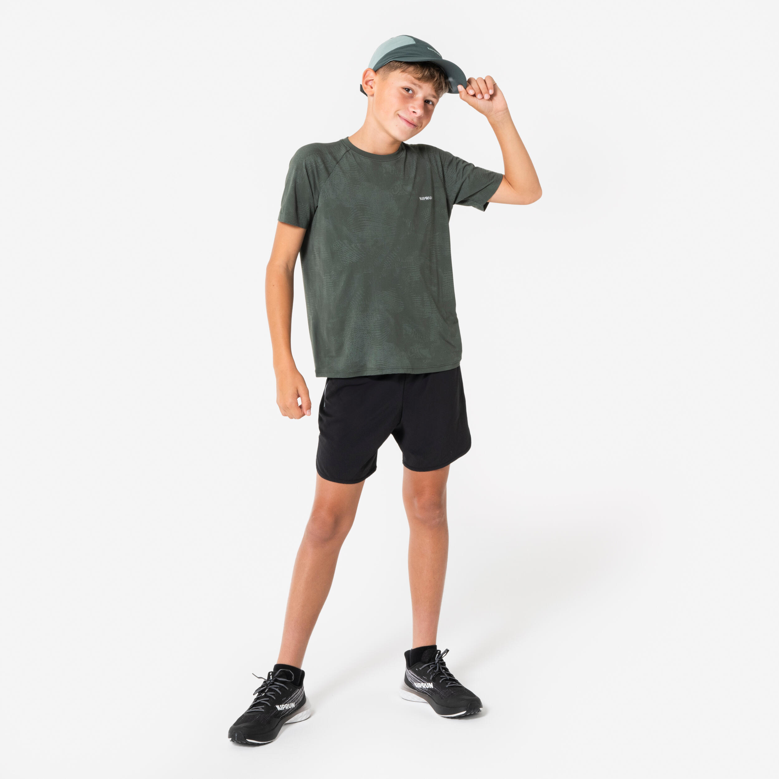 Casquette de running Enfant respirante, Kiprun Run 500 kaki 4/8