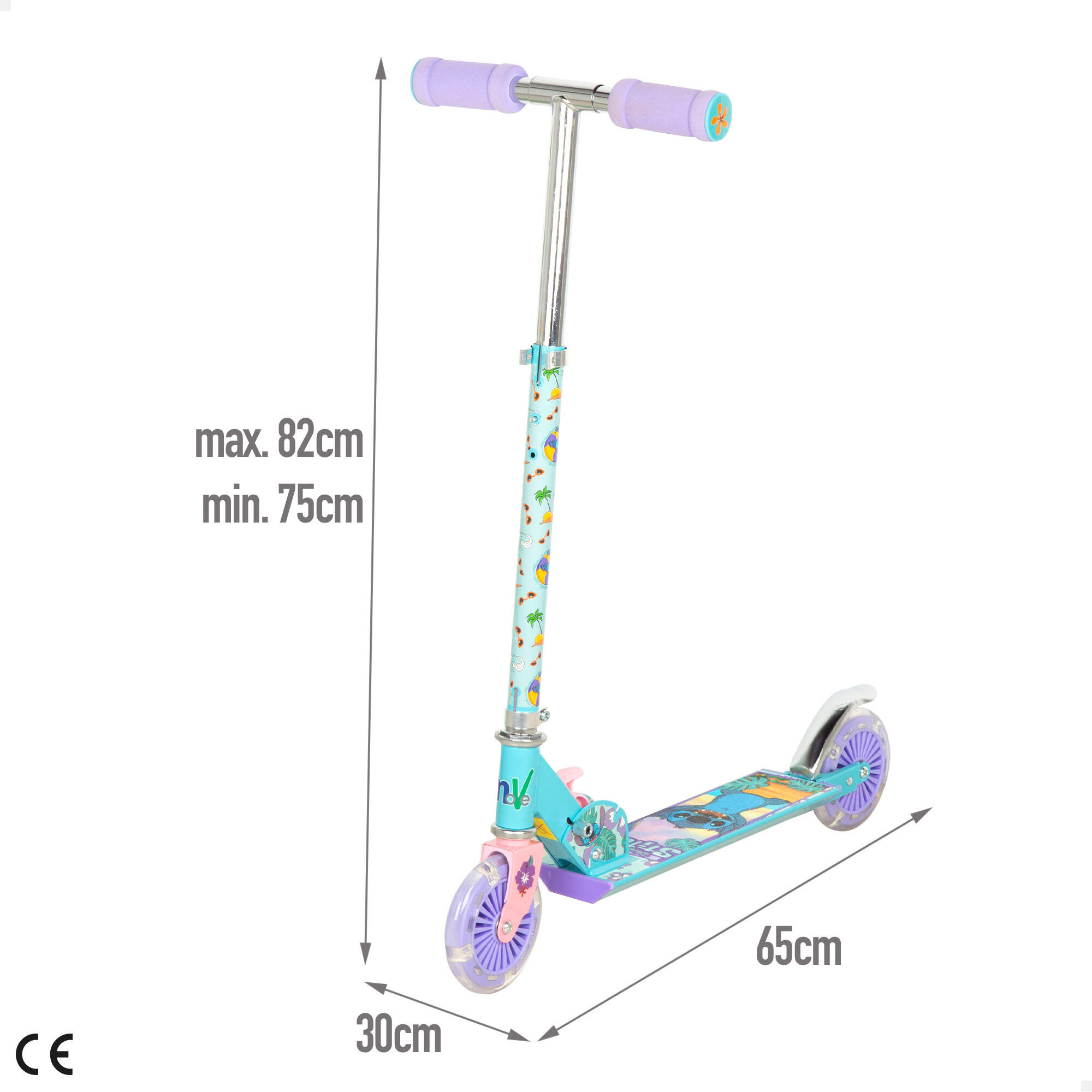 Patinete plegable Stitch de Niño 2 ruedas 65x30x75-82 cm máx. 50 kg - CD 2/4