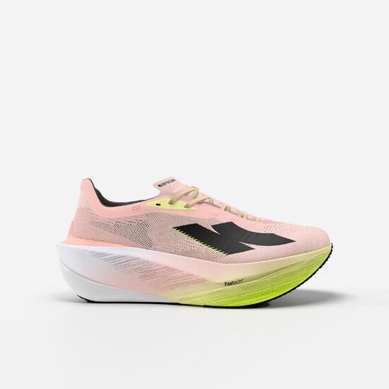 Chaussures de running route femme, Kiprun Kipstorm tempo rose jaune