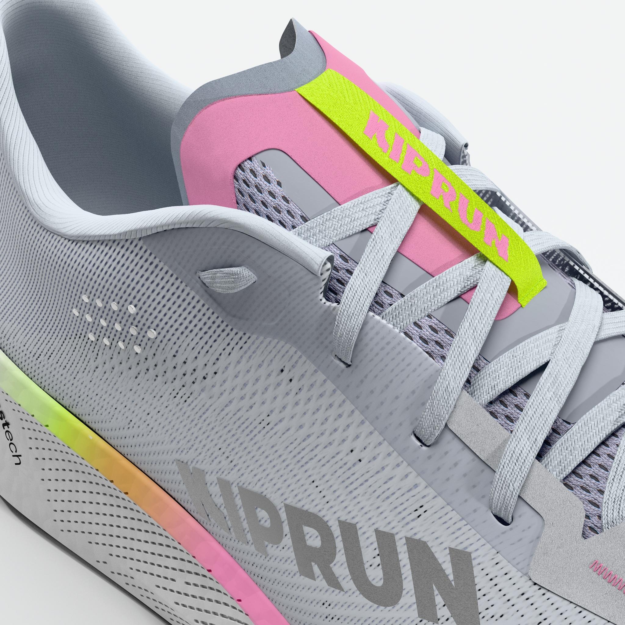 Chaussures running route femme, Kiprun Kipride bleu rose 8/10