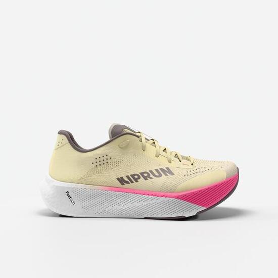 Chaussures running route femme, Kiprun Kipride beige