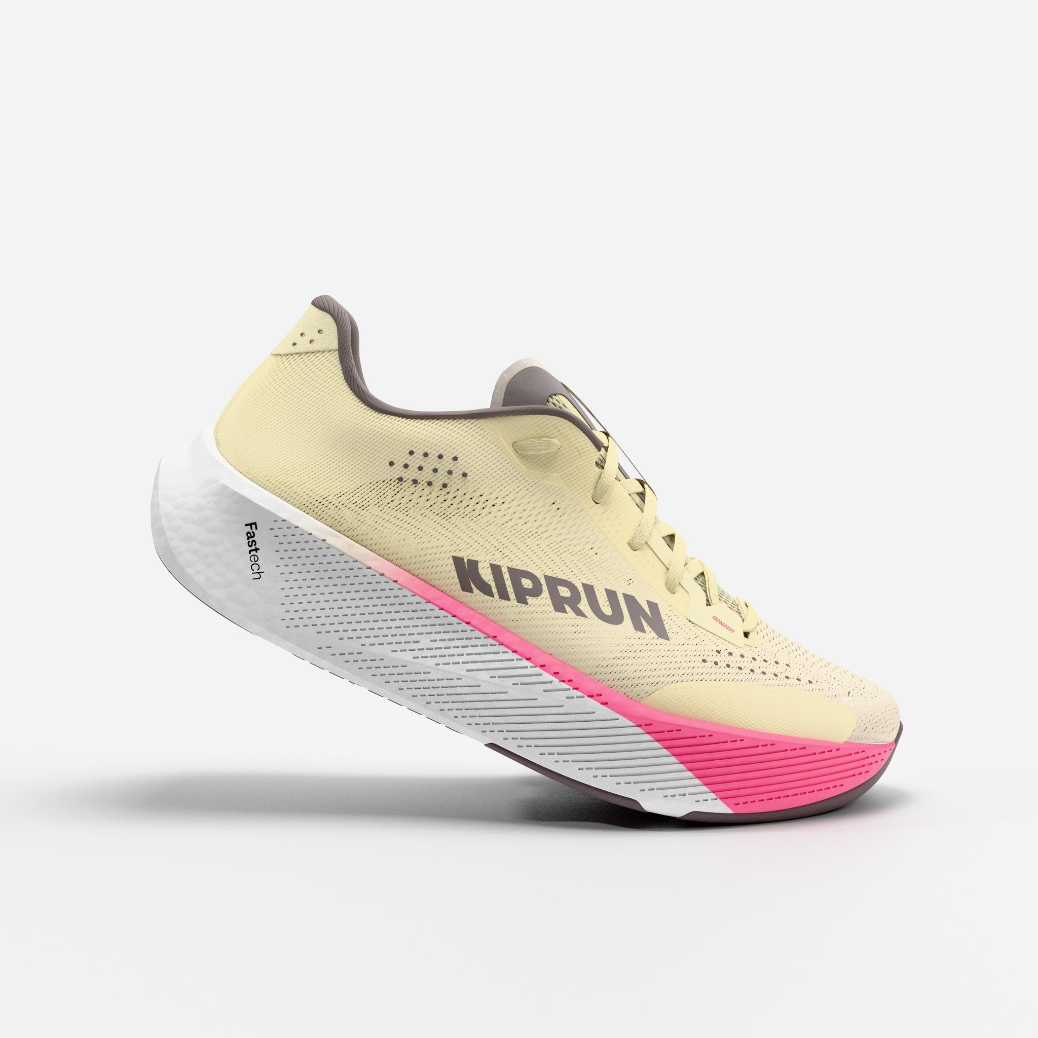 Zapatillas running carretera mujer, Kiprun Kipride beige 8/14